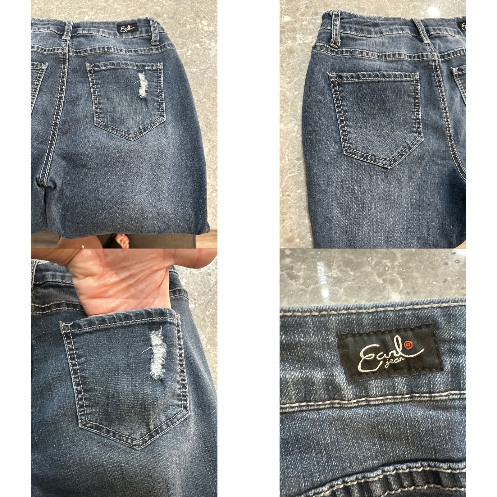 Vintage Earl Jeans Skinny Jeans Medium Wash Low Rise Stretch Denim 5-Pocket Zip 26x29 Regular Women US Flag Theme Size 27" / US 4 / IT 40 - 11 Thumbnail