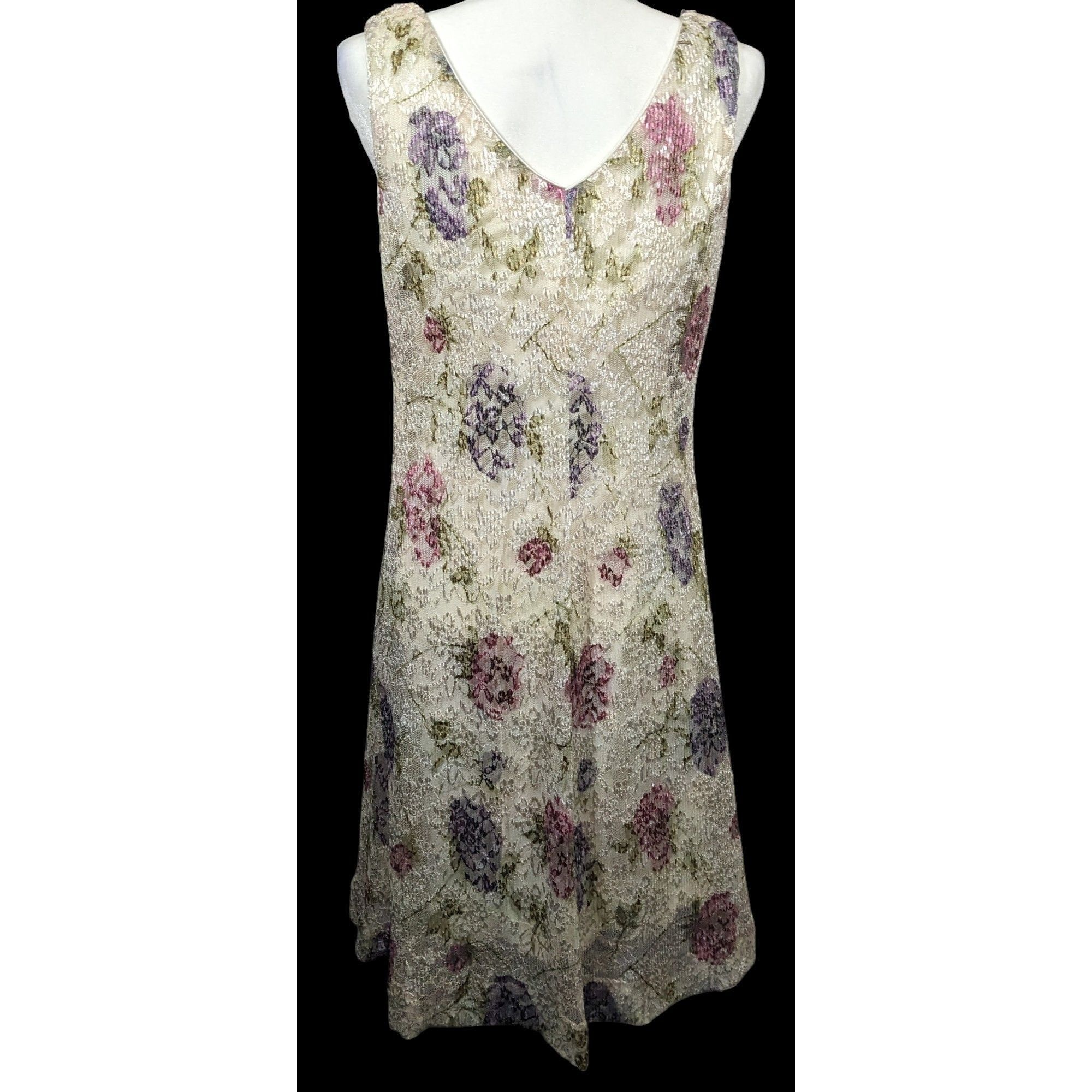 Other Vintage Floral Ronnie Nicole By Ouida Lace Overlay Cream Shi Size M / US 6-8 / IT 42-44 - 2 Thumbnail