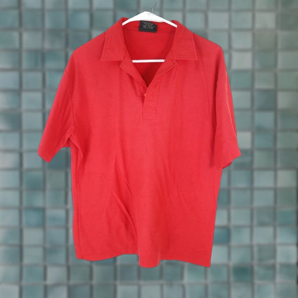 Vintage VINTAGE Fantasy Polo Shirt Mens 2XL Red Solid 100% Cotton Classic Short Sleeve Crew Neck Polo Rugby Shirt Size US XXL / EU 58 / 5 - 1 Thumbnail