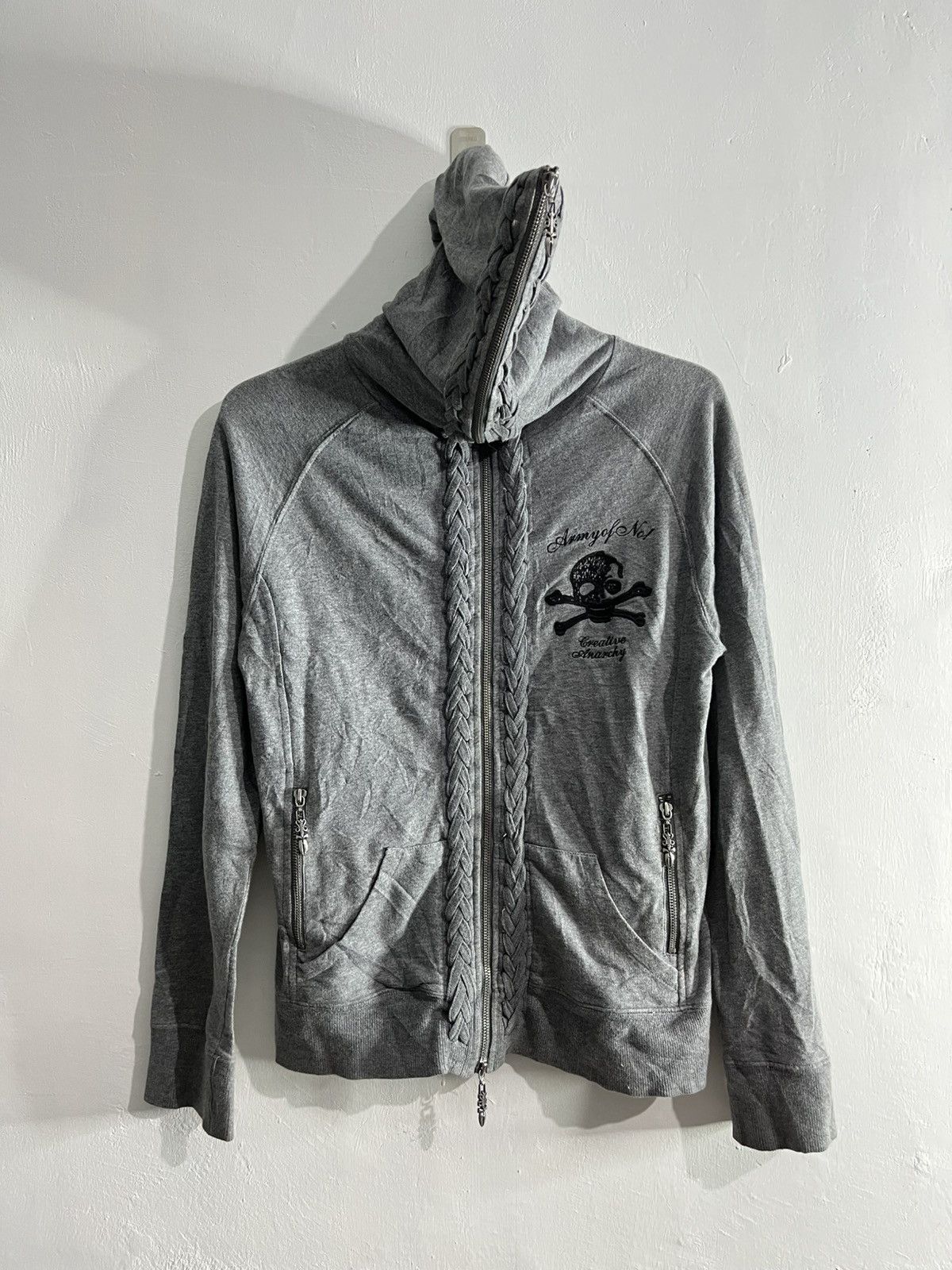 Japanese Brand 2000s army of no! Skull embroidery hoodie Size US M / EU 48-50 / 2 - 1 Thumbnail