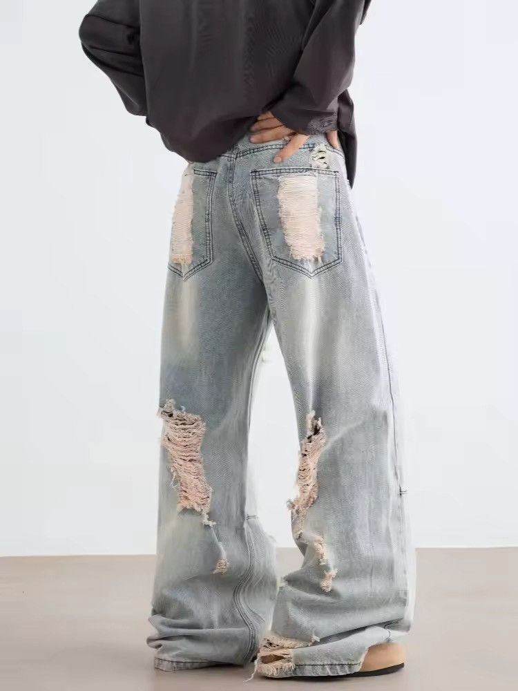 Japanese Brand Y2K Streetwear Washed Blue Baggy Ripped Jeans Size US 28 / EU 44 - 3 Thumbnail