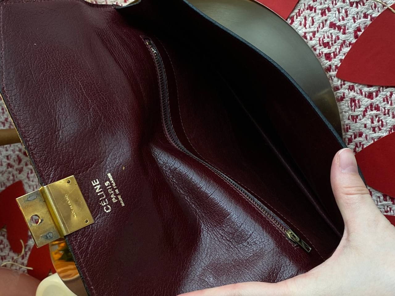 Celine Celine Vintage Leather Clutch Burgundy Size ONE SIZE - 6 Thumbnail