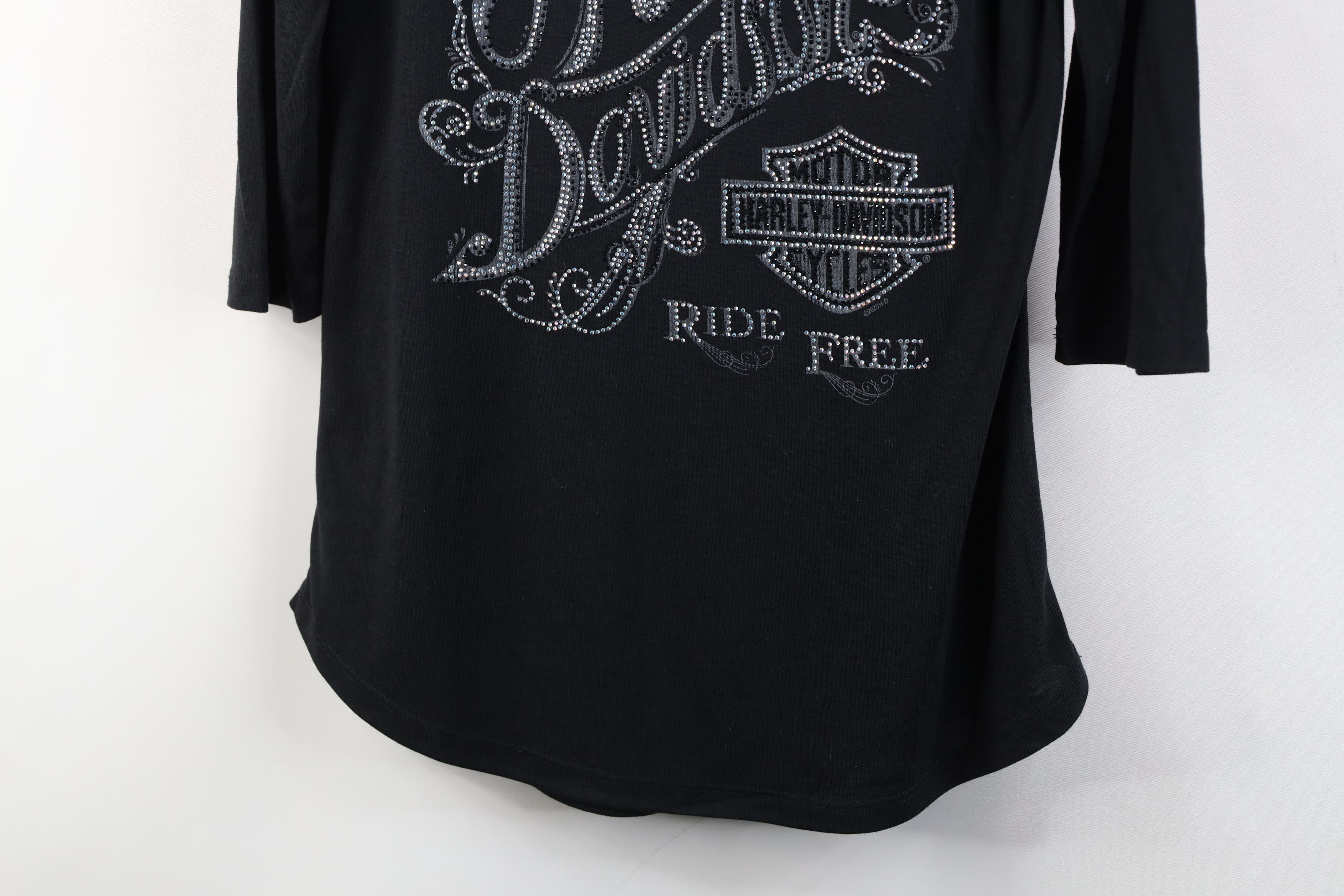 Harley Davidson Y2K Harley Davidson Sequin Knit Raglan T-Shirt Black Size S / US 4 / IT 40 - 3 Thumbnail