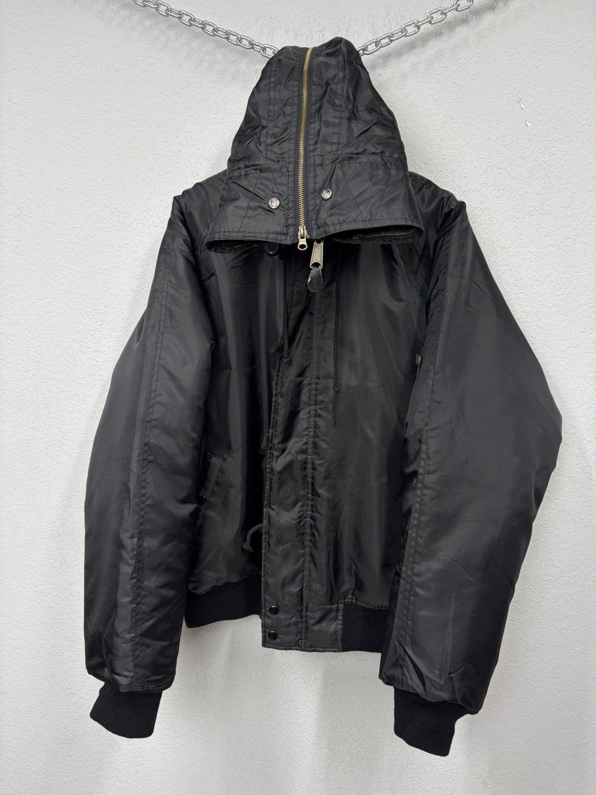 If Six Was Nine Vintage Rick Owens Vibe Black Bomber Jacket Faux Fur Collar Size US L / EU 52-54 / 3 - 9 Thumbnail