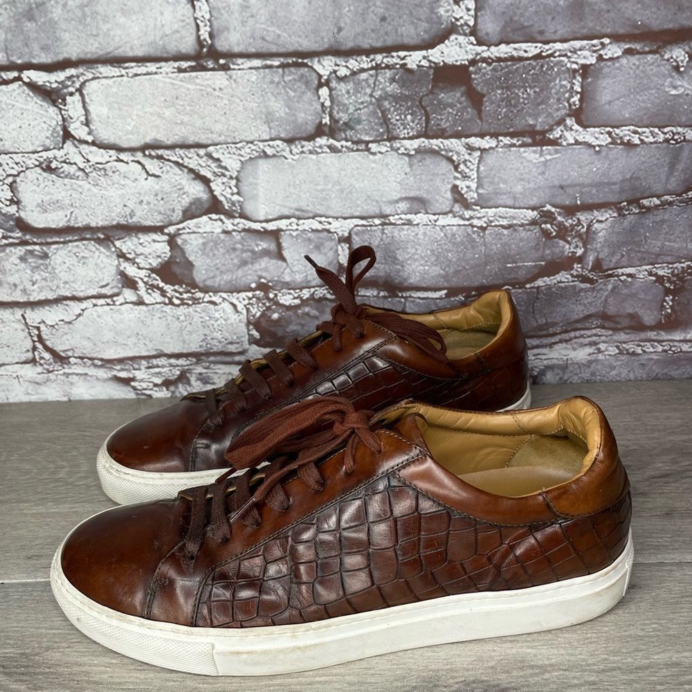 Johnston & Murphy Johnston & Murphy Jake Brown Leather Croc Embossed Lace Up L Size US 9 / EU 42 - 11 Thumbnail