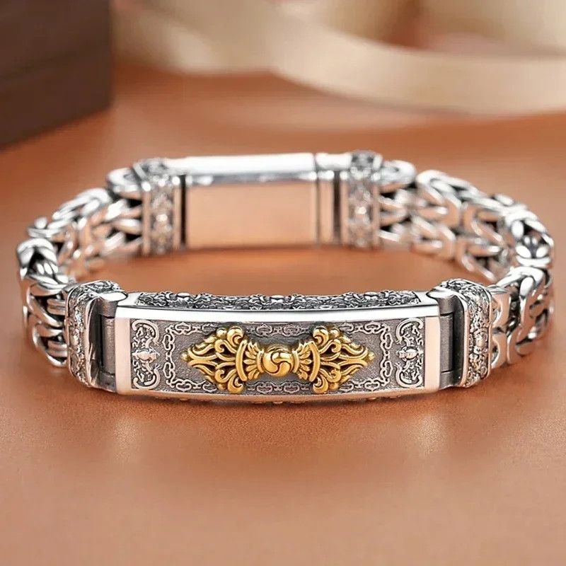 Vintage 20cm Chinese Style Retro Plain Pattern Chain Bracelet Size ONE SIZE - 1 Thumbnail