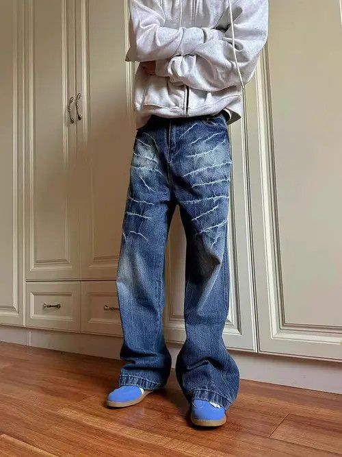 VIBE Vintage street Y2K electric print wide leg baggy jeans Size US 34 / EU 50 - 6 Thumbnail