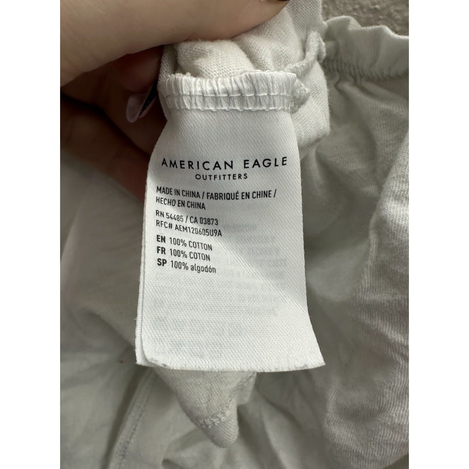 American Eagle Outfitters American Eagle Womens Blouse White Short Puff Sleeve Button Up Size Small Knit 100% Cotton Regular Womens Size 28" / US 6 / IT 42 - 5 Thumbnail