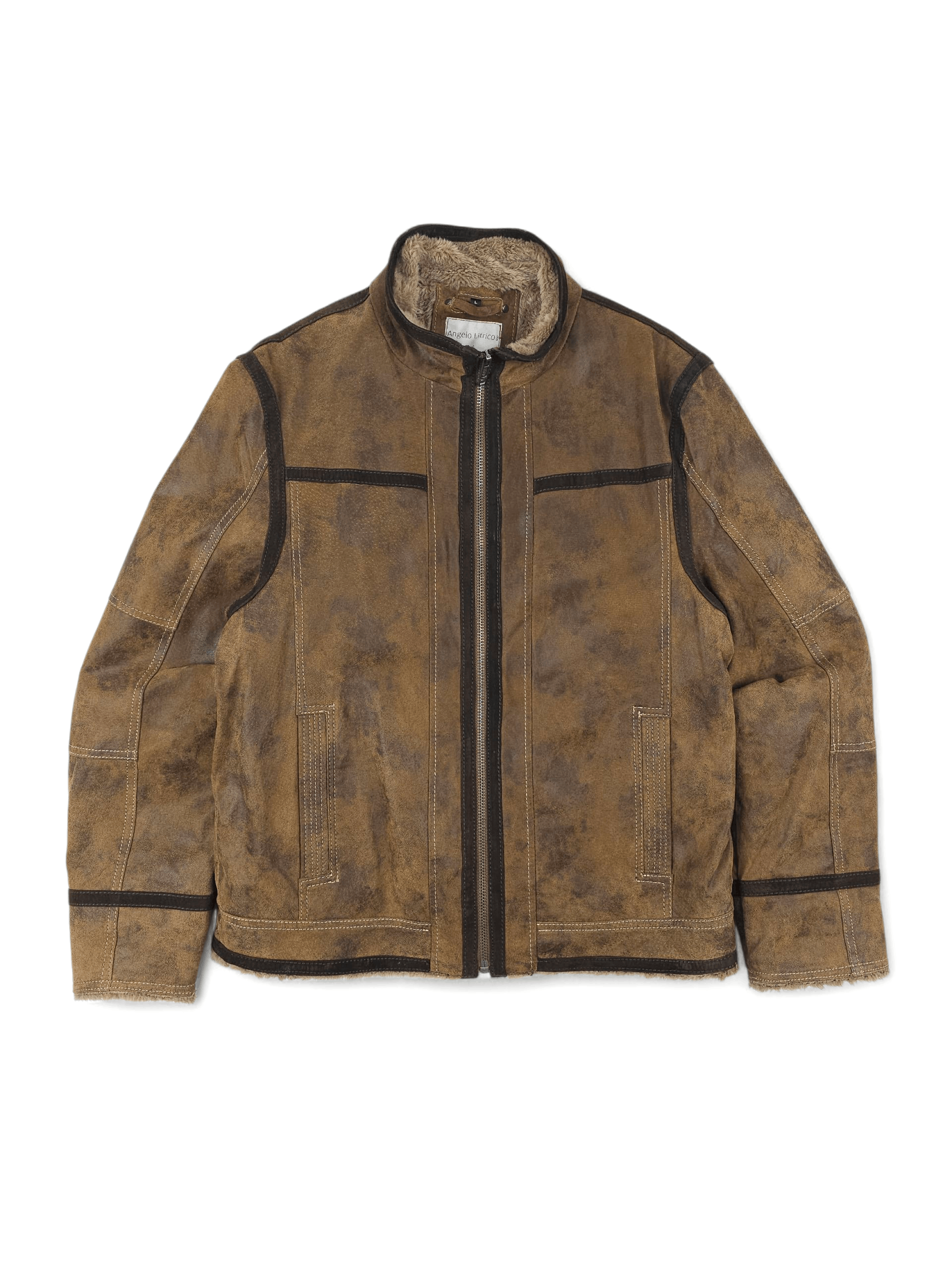 Vintage 💎 90's Vintage Leather Utility Bomber Biker Zip Jacket L Size US L / EU 52-54 / 3 - 1 Thumbnail