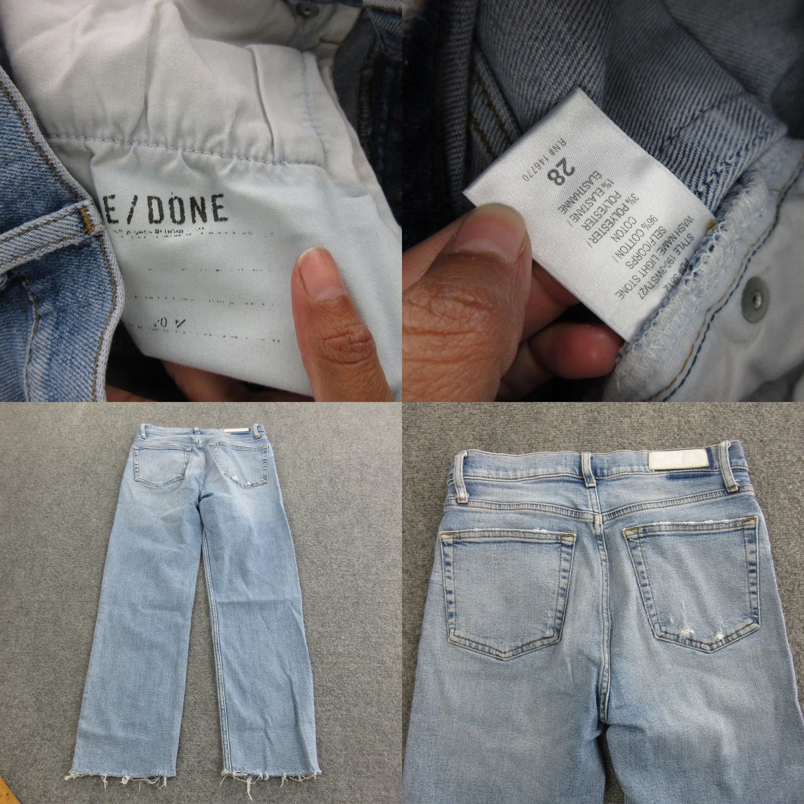 RE/DONE RE/DONE Jeans Womens 28 Light Blue High Rise Straight Raw Hem Distressed Denim Size 28" / US 6 / IT 42 - 8 Thumbnail