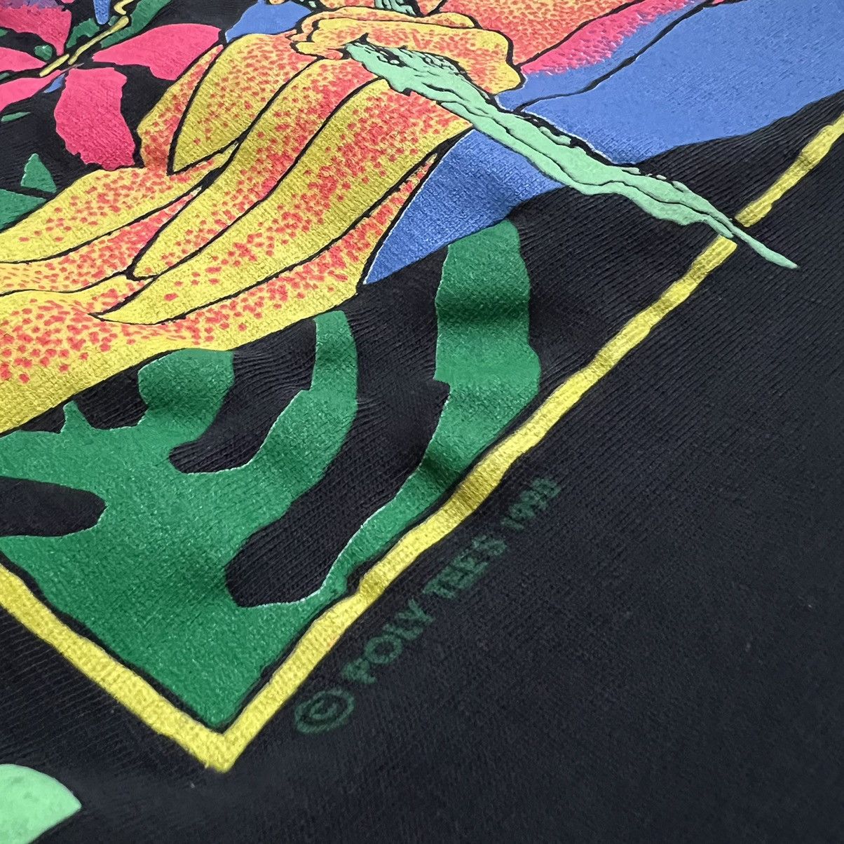 Vintage VTG Poly Tees Hawaii Black 1990 Neon Tropical Parrot Shirt Size US XXL / EU 58 / 5 - 4 Thumbnail