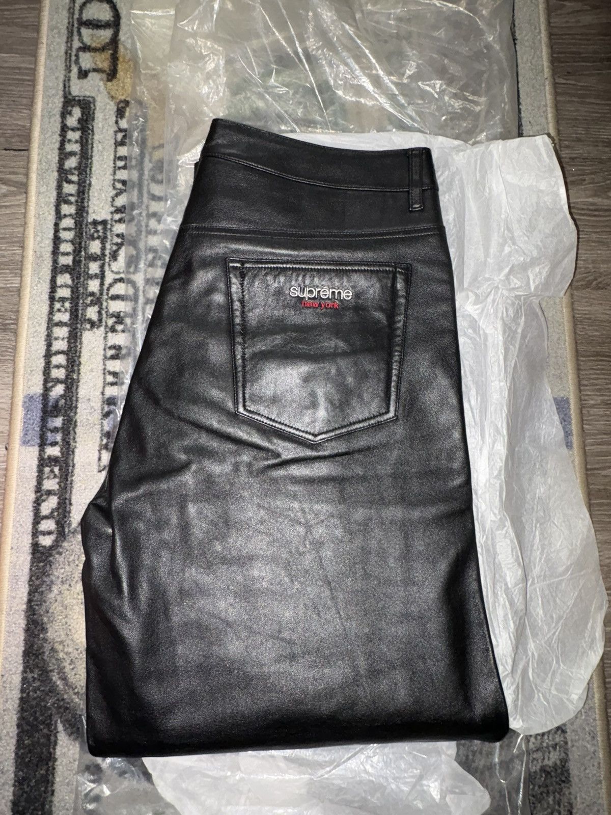 Supreme Leather Baggy 5-Pocket Jean