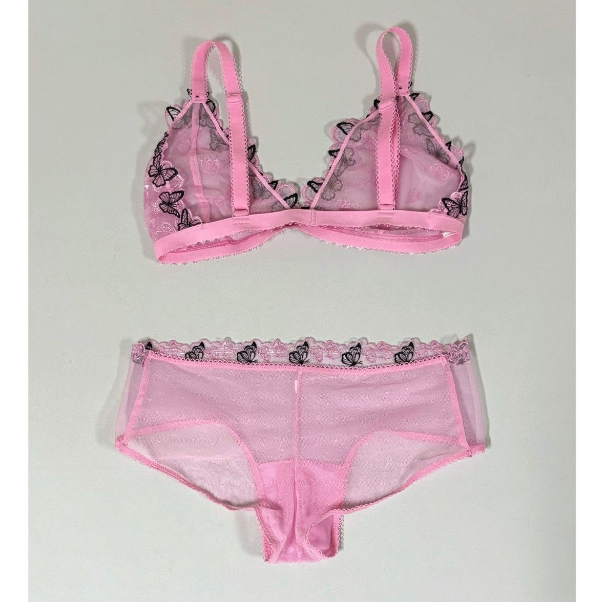 Victoria's Secret Pink Butterfly Bra Bralette Top (S) and Bottoms (XS) Set 🎀✨ Size S / US 4 / IT 40 - 3 Thumbnail