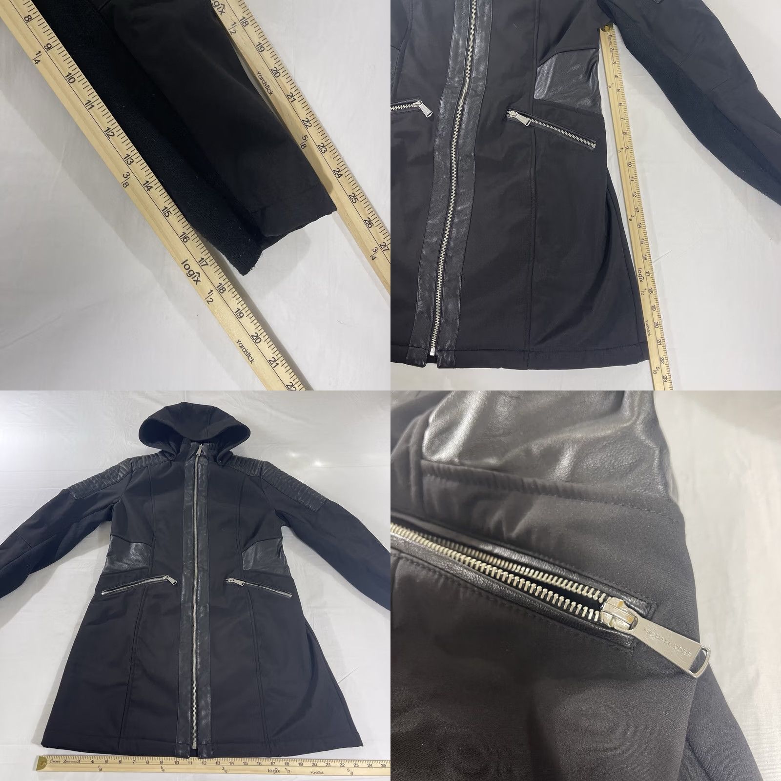 Michael Kors Michael Kors Jacket Coat Womens M 3/4 Faux Leather Lined Zip Black Polyester Long Vintage: No MK Size M / US 6-8 / IT 42-44 - 8 Thumbnail