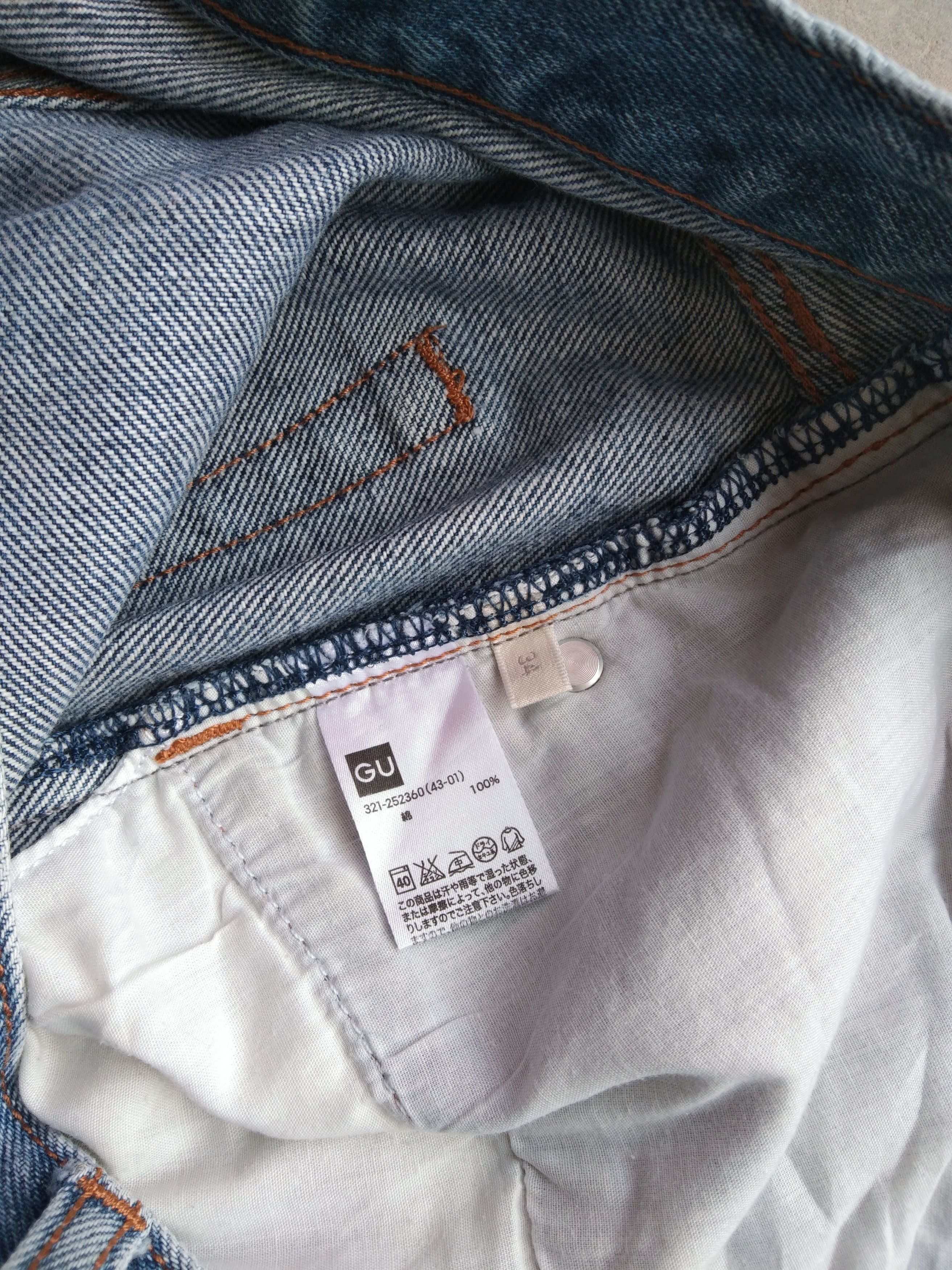 Japanese Brand Vintage GU Faded Blue Released Hem Distressed Jeans 34x30 Size US 34 / EU 50 - 6 Thumbnail
