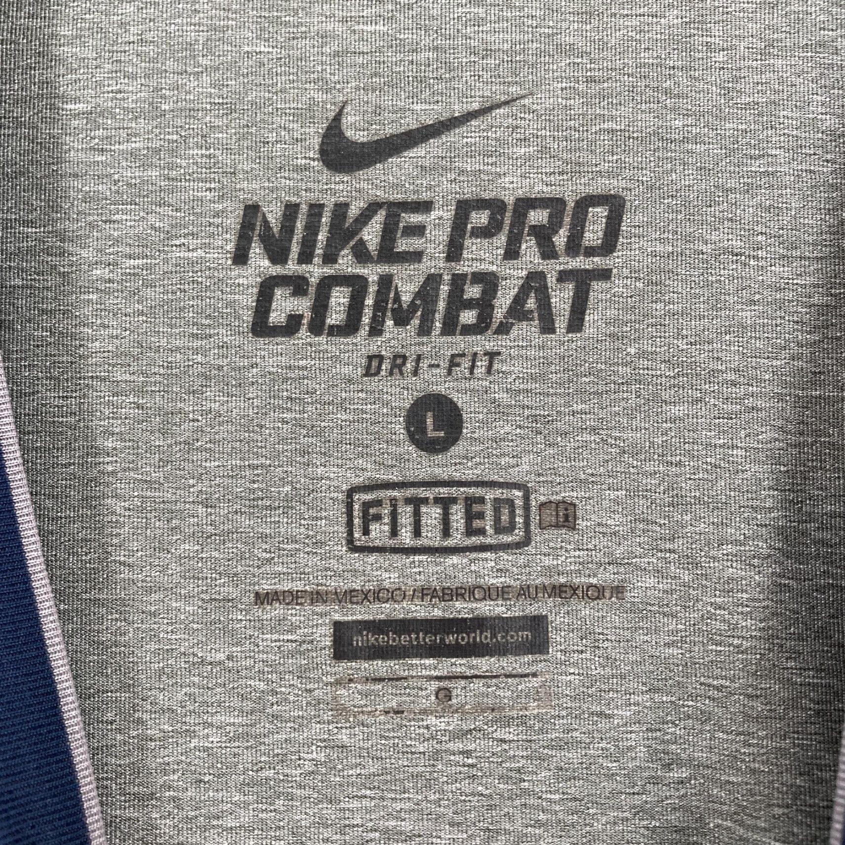 Nike Nike Pro Combat Fitted Short Sleeve Shirt Large Gray Stretch Dri-Fit Swingman Size US L / EU 52-54 / 3 - 4 Thumbnail
