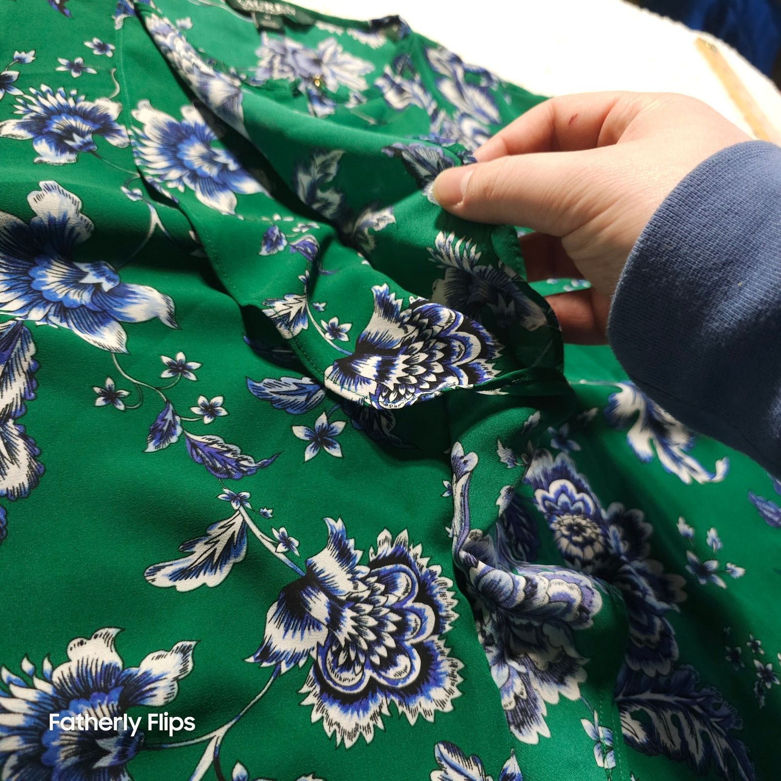 Ralph Lauren Lauren Ralph Lauren Green Blue Floral Ruffle Blouse M Size M / US 6-8 / IT 42-44 - 10 Thumbnail