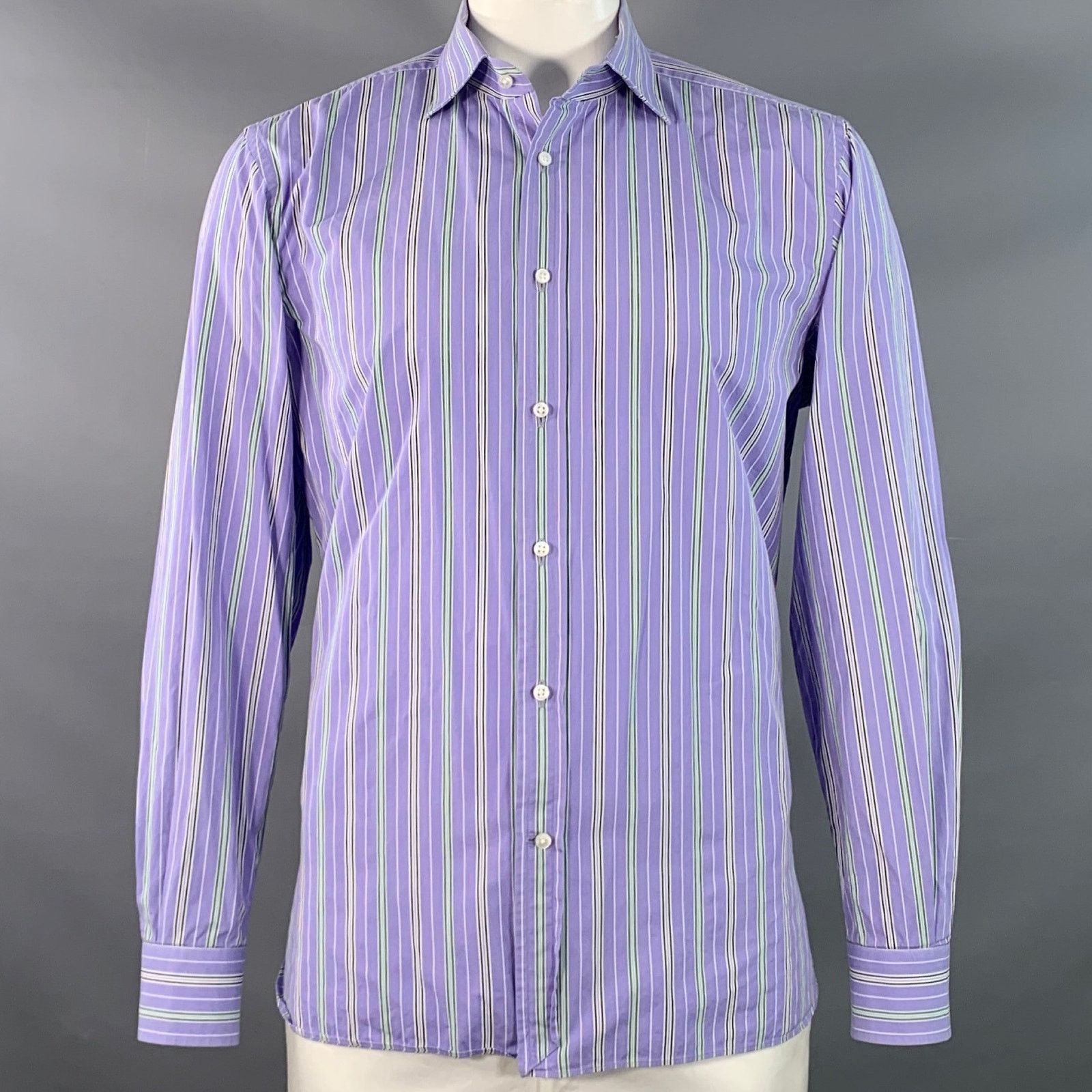 Ralph Lauren RALPH LAUREN Size XL Lilac Stripe Cotton Tailored Fit Shirt Size US XL / EU 56 / 4 - 1 Thumbnail