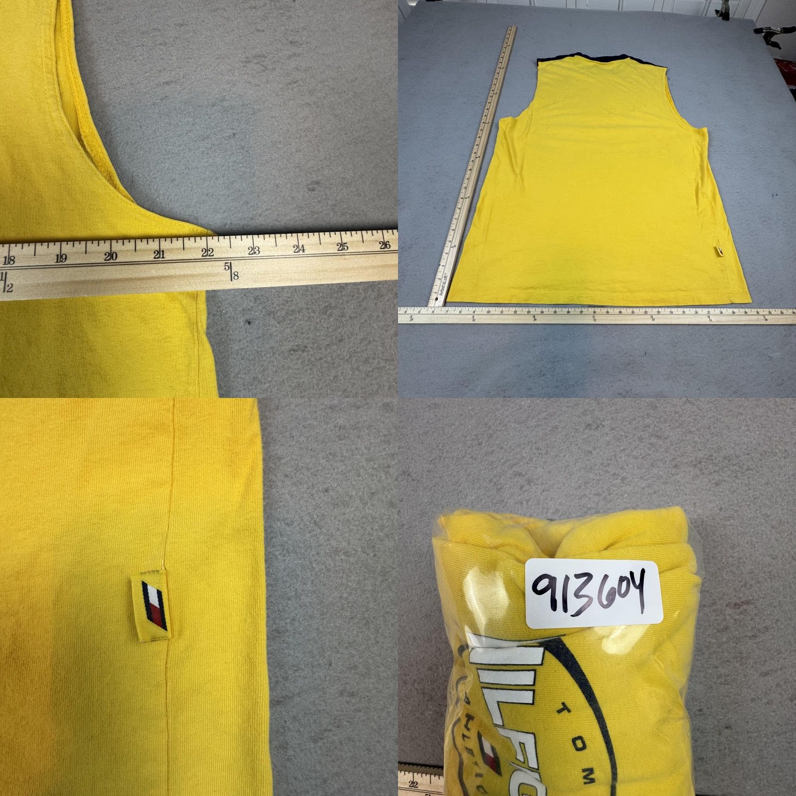 Tommy Hilfiger VINTAGE Tommy Hilfiger Tank Top Mens XL Sleeveless Jersey Graphic Print 90s Made in USA Yellow Size US XL / EU 56 / 4 - 8 Thumbnail