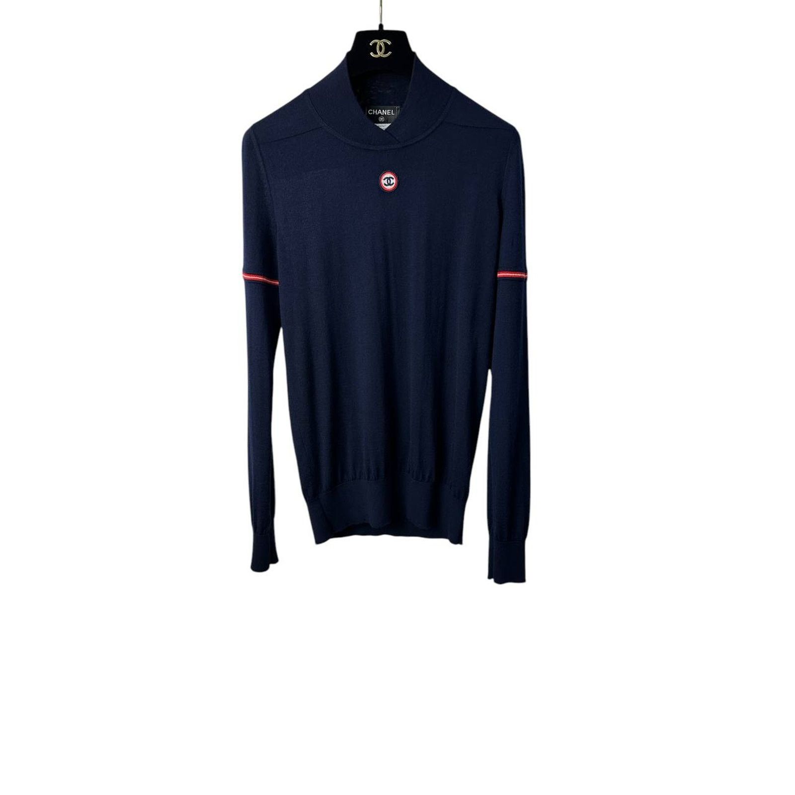 Chanel Navy CashmereCC Logo Jumper Sz.40
