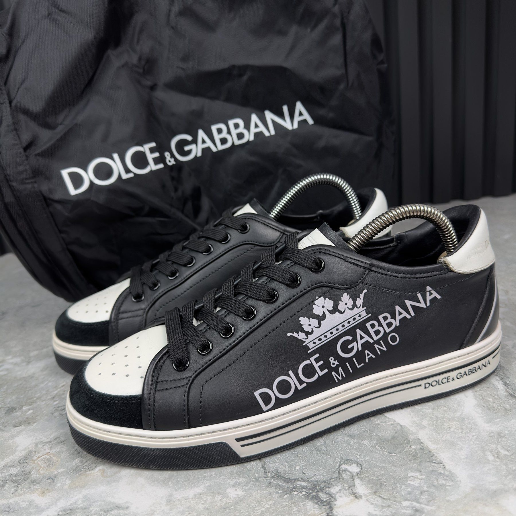 image of Dolce Gabbana Roma Low Top Sneaker Leather in Black, Men's (Size 8)