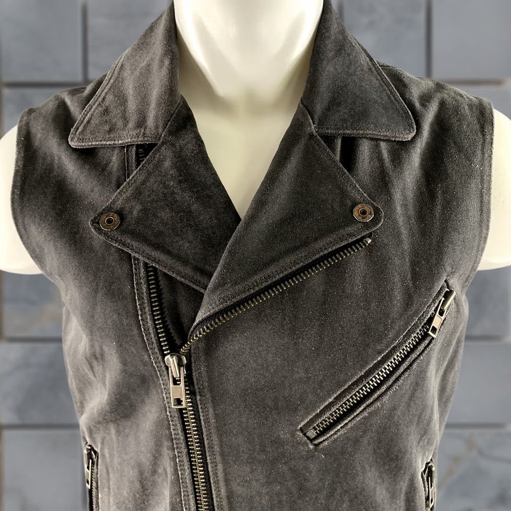 Diesel DIESEL Biker Vest Grey Distressed Calf Leather L Men Vest Size US L / EU 52-54 / 3 - 1 Thumbnail