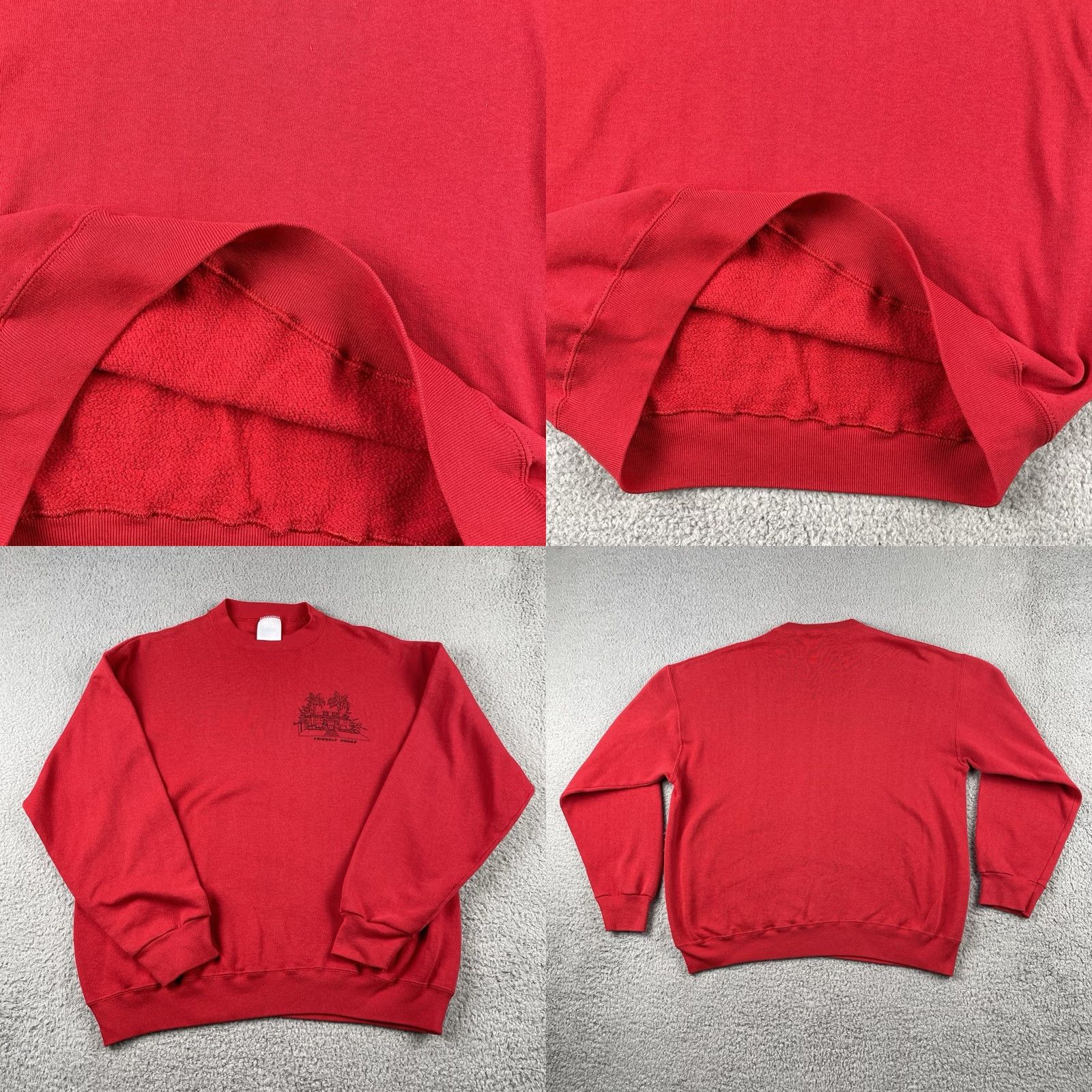 Tultex VINTAGE Tultex Sweatshirt Mens Large Red Crew Neck Pullover 90s Knit Cotton Pull Over Casual Shirt Mens Size US L / EU 52-54 / 3 - 8 Thumbnail