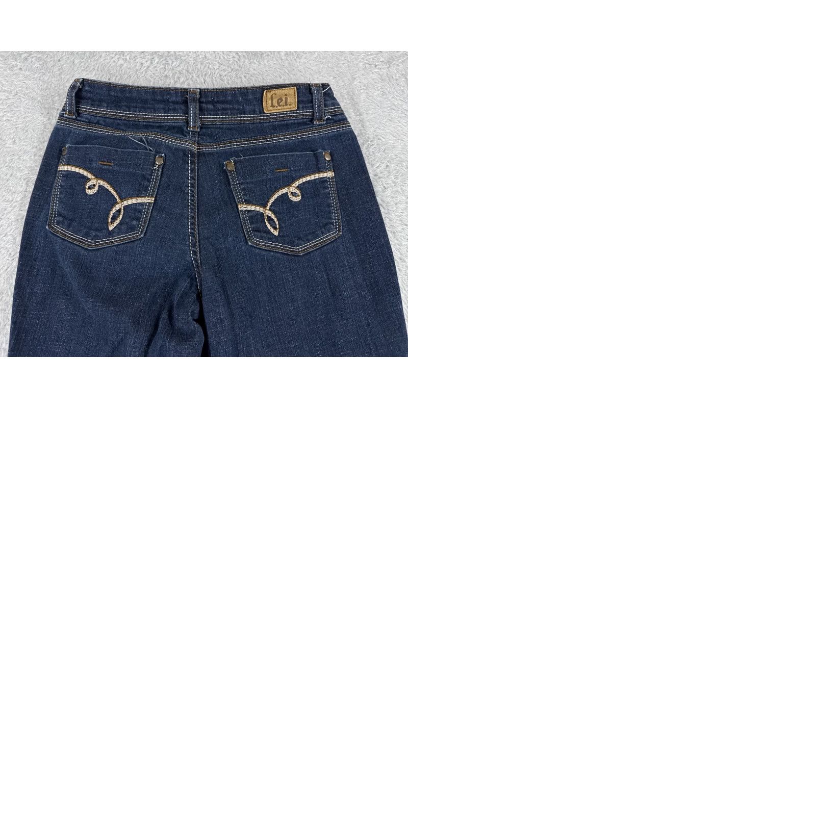 Vintage LEI Jeans Juniors 5 Blue Denim Sophia Hiphugger Flare Mid Rise Dark 25x30 Size 27" / US 4 / IT 40 - 10 Thumbnail