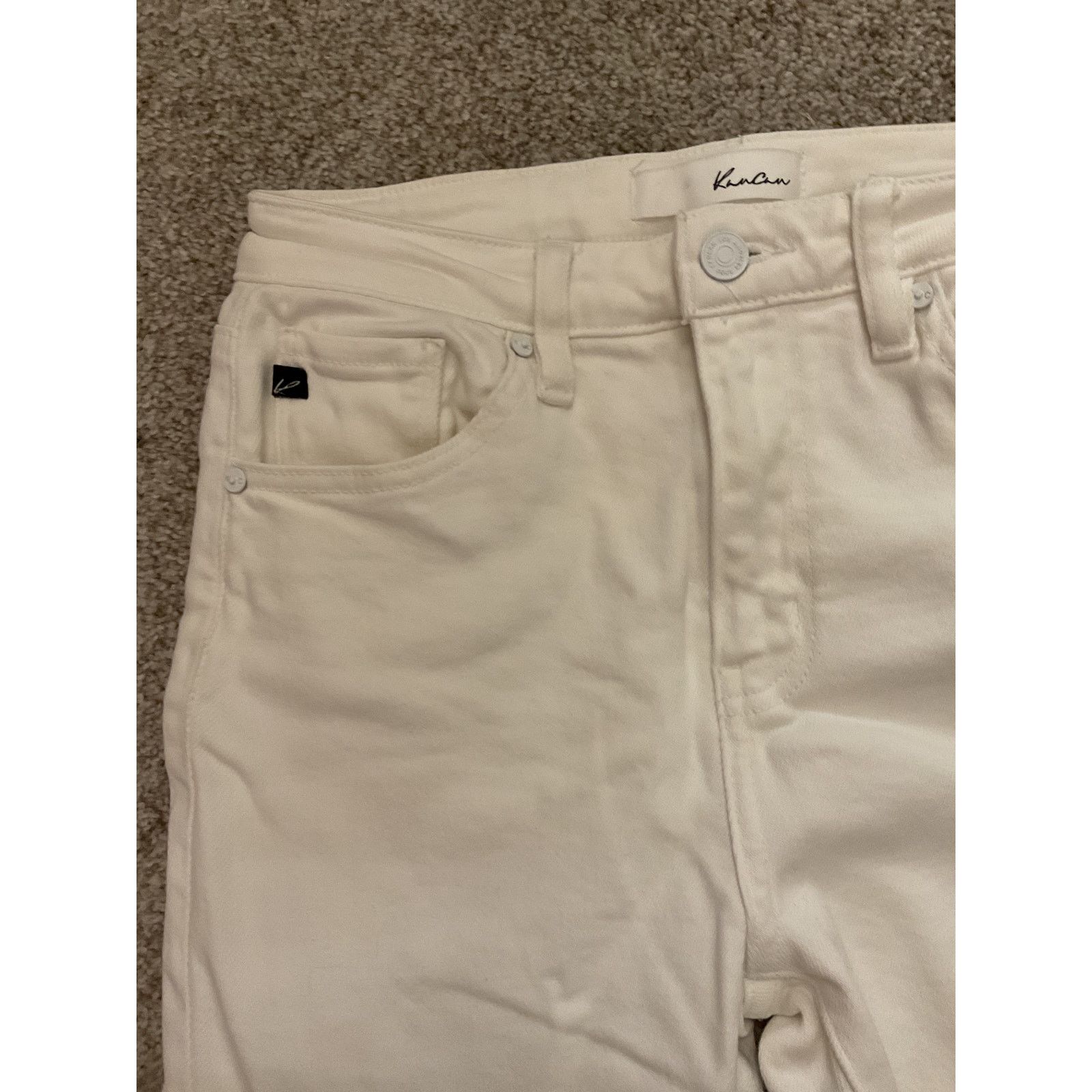 Kancan USA Kancan Straight Leg High Rise White Denim Jeans, 27 Size 27" / US 4 / IT 40 - 5 Thumbnail