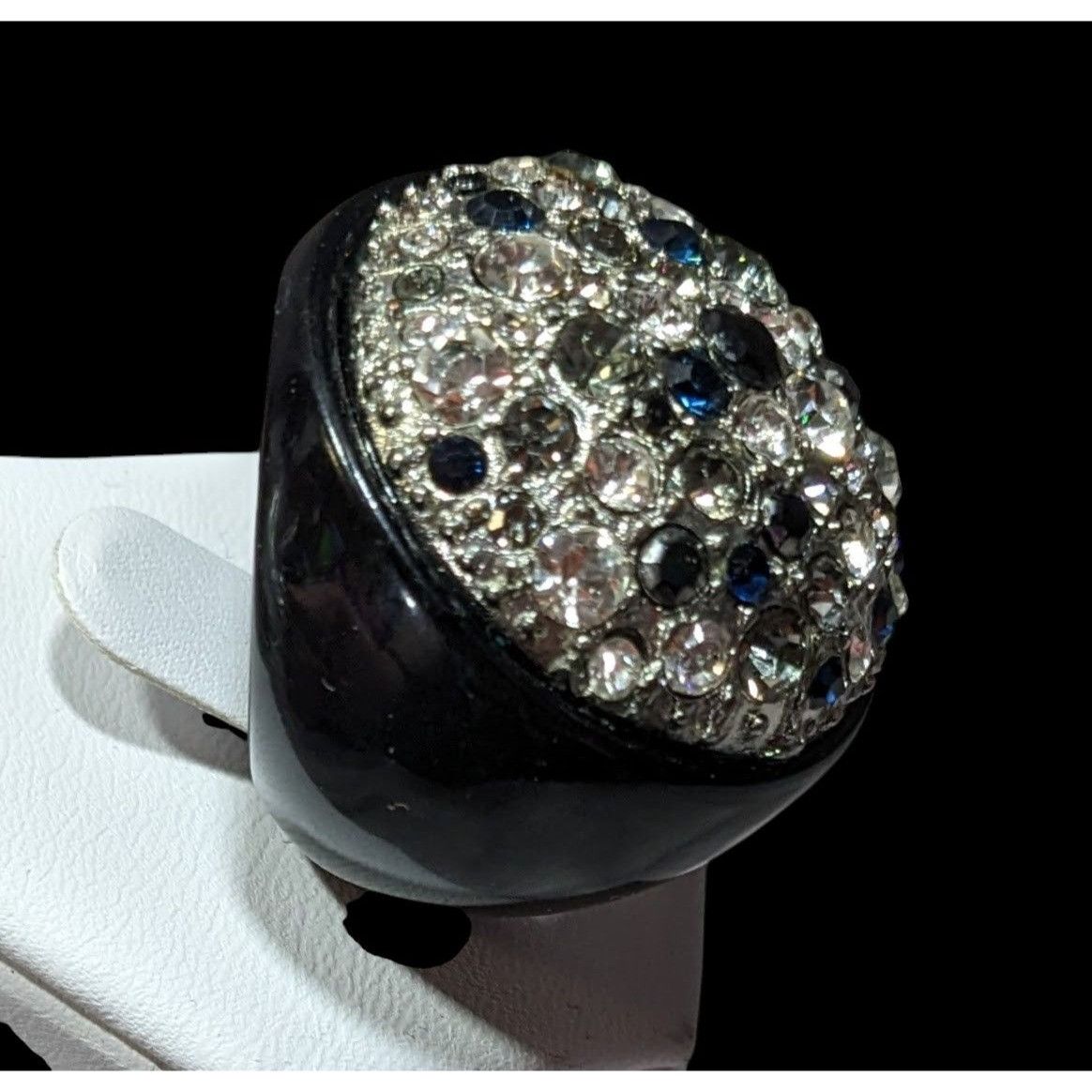 Other Vintage Glam Goth Rhinestone Studded Black Acrylic Statement Size ONE SIZE - 2 Thumbnail