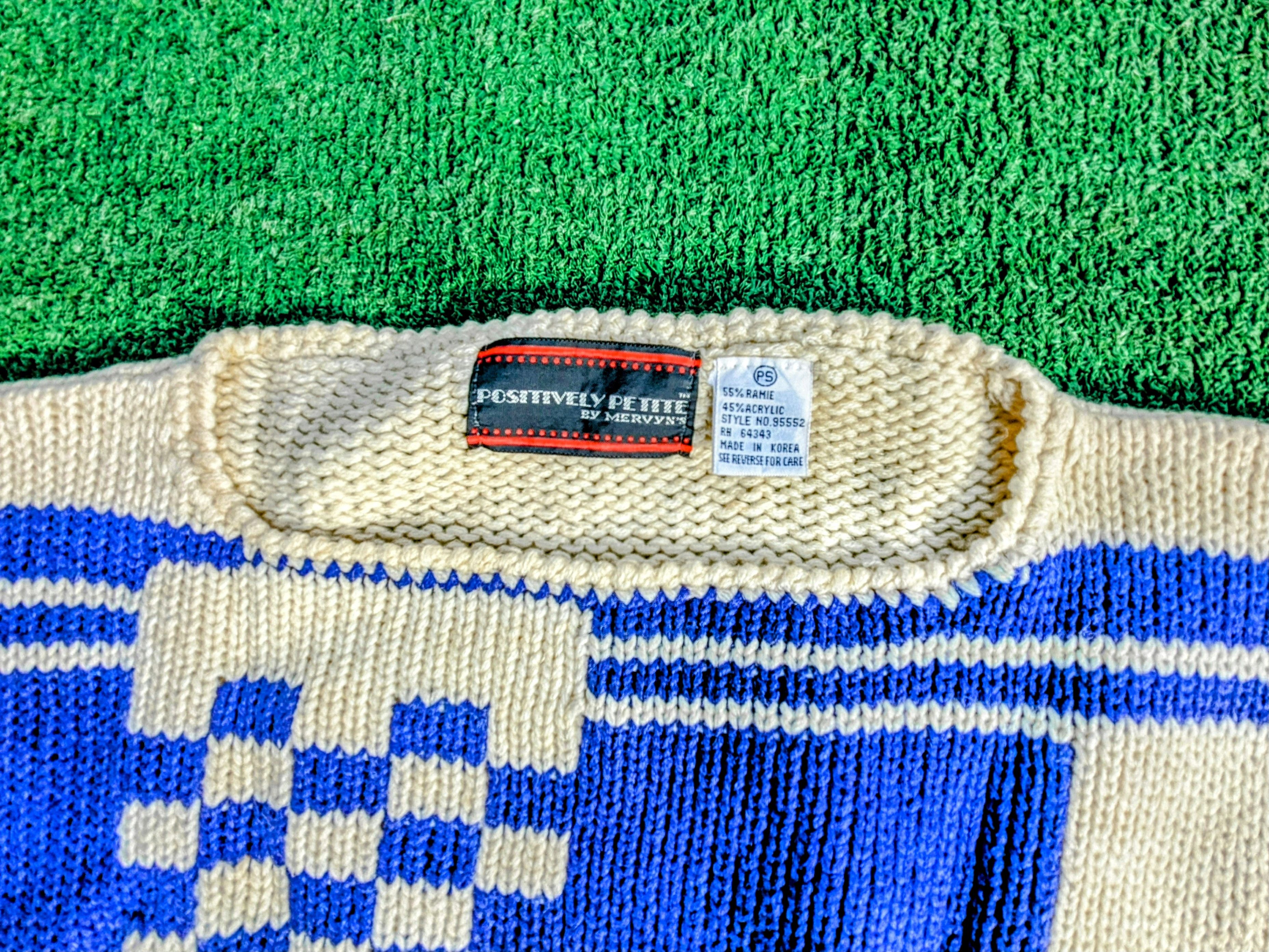 Vintage 1980s Vintage Petite Knit Geometric Checkerboard Cardigan Size S / US 4 / IT 40 - 7 Thumbnail