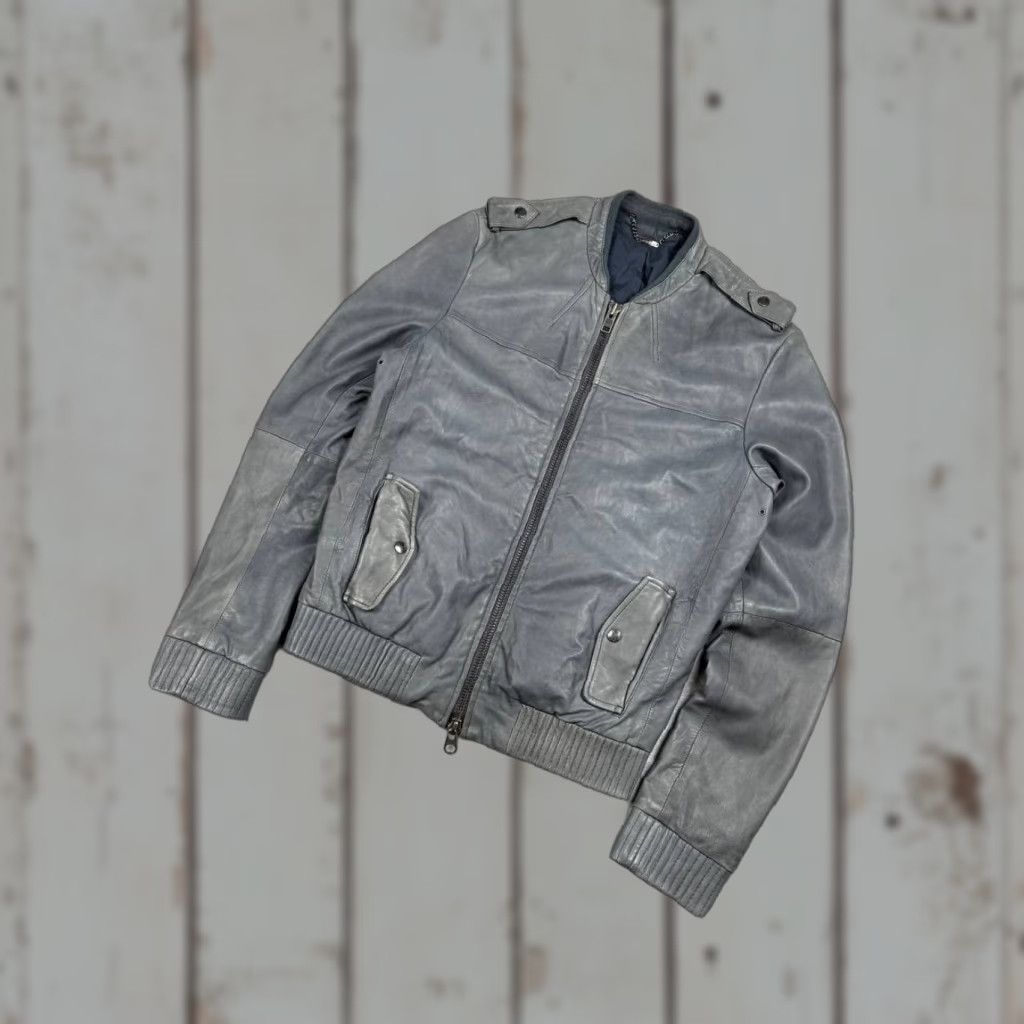 Allsaints AllSaints Jacket Bomber Shirt Men Gray M Leather Zip Zip Front Biker 00s Y2K Casual Spring Fall Winter Mens Size US M / EU 48-50 / 2 - 1 Thumbnail