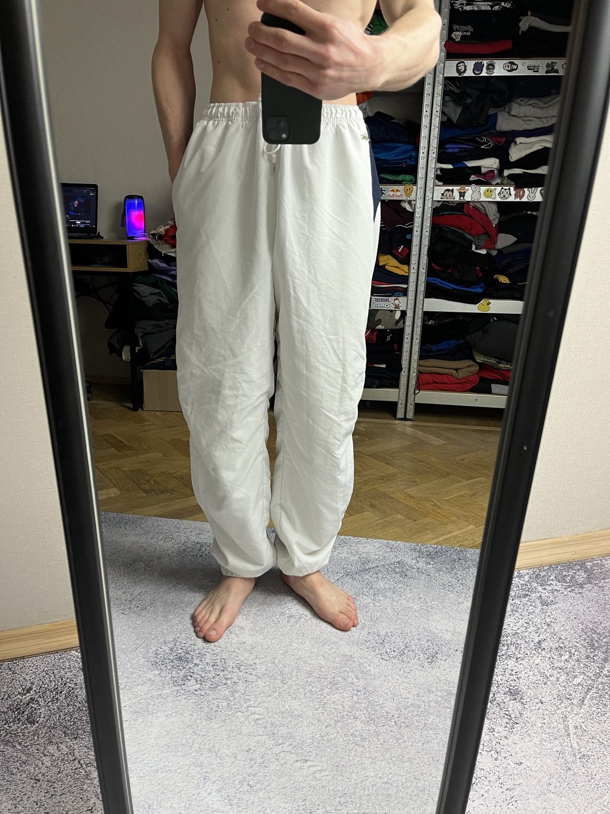 Lacoste × Vintage Vintage Lacoste White Nylon Track Pants Y2K Drill Style Rare Size US 38 / EU 54 - 3 Thumbnail