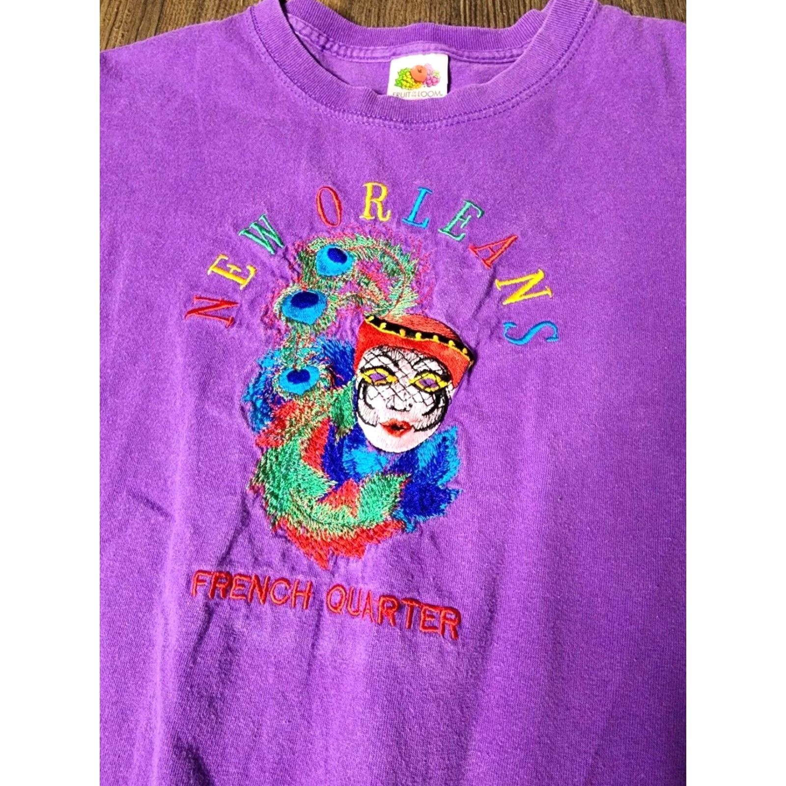 Vintage VINTAGE 90s American Vintage Purple Embroidered T-Shirt XL Mens New Orleans French Quarter Streetwear Size US XL / EU 56 / 4 - 4 Thumbnail