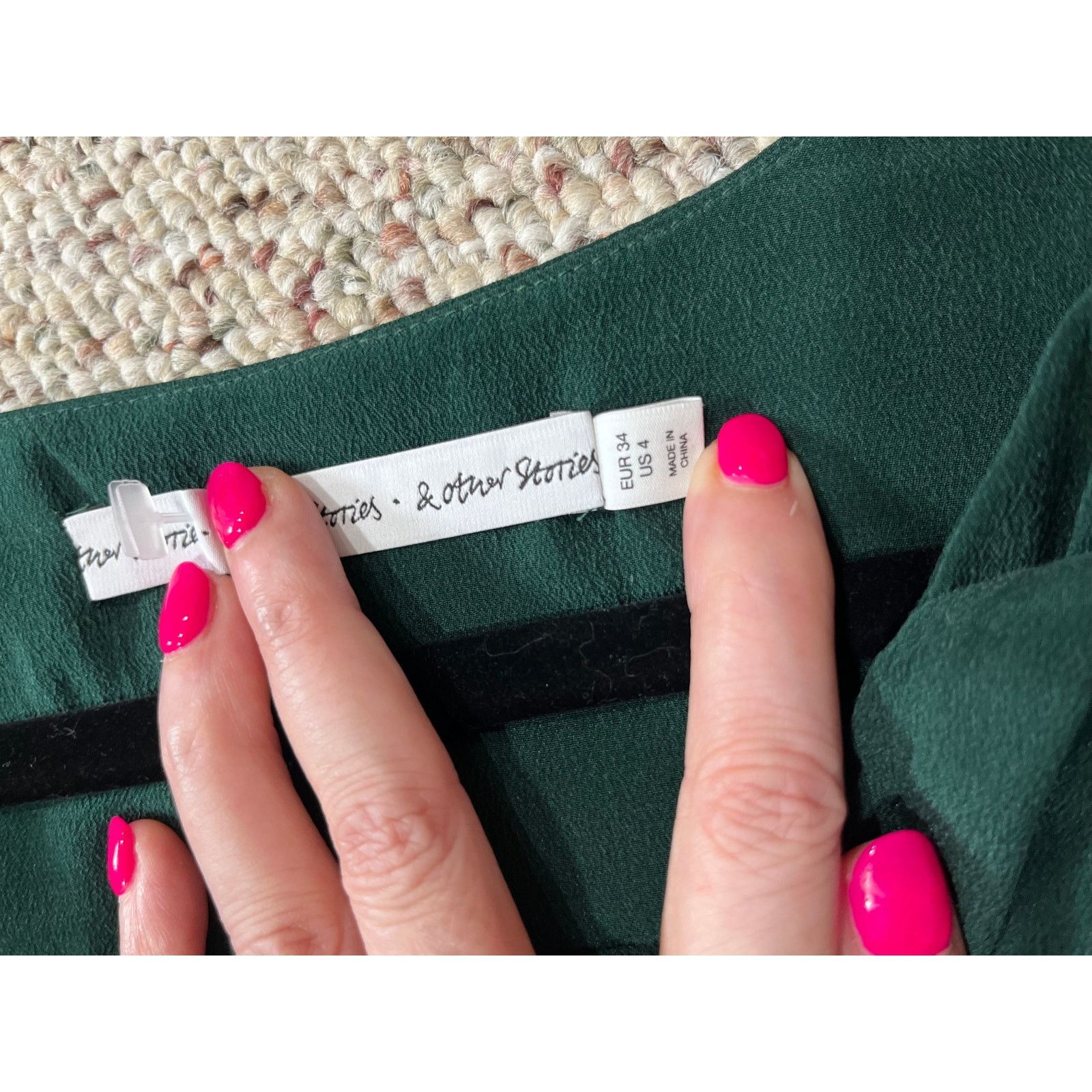 & Other Stories & Other Stories 100% Silk Forest Green Dress Pockets SZ 4 Size S / US 4 / IT 40 - 6 Thumbnail