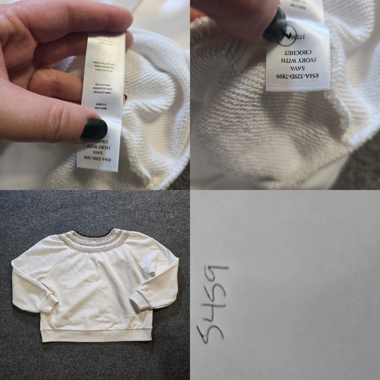 Rails **Womens Rails XL White Bohemian Crochet Pullover Sweatshirt** User: **Rails Womens XL White Bohemian Crochet Pullover Sweatshirt** Size XL / US 12-14 / IT 48-50 - 8 Thumbnail