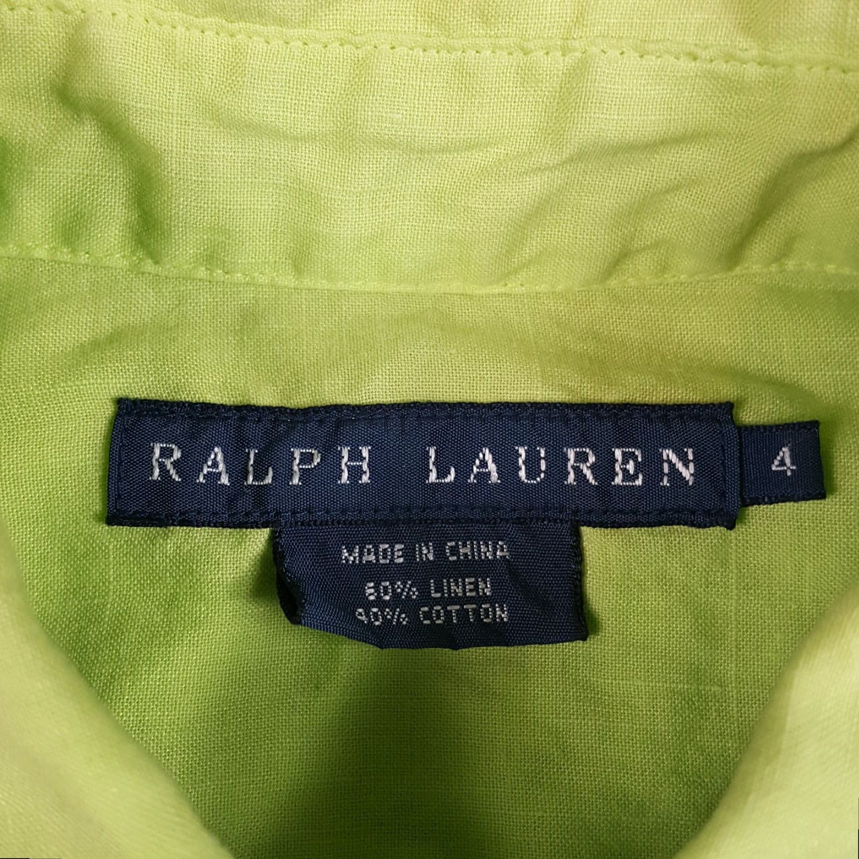 Ralph Lauren VINTAGE Ralph Lauren Button-Up Shirt Shirt Adult XS Lime Green Linen Blend 90s Military Prep USA Men Size US XS / EU 42 / 0 - 6 Thumbnail
