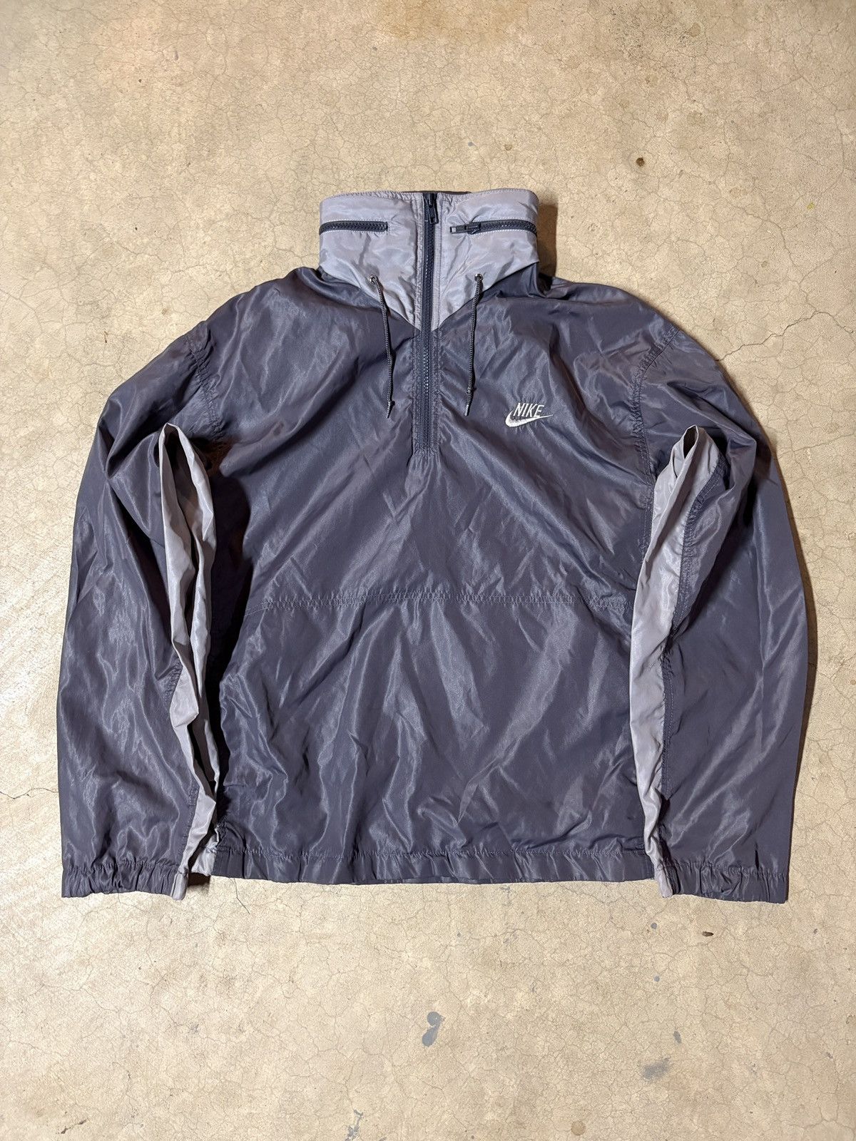 Nike VTG 80s Nike Blue Tag Quarter Zip Windbreaker Silver Gray Size US M / EU 48-50 / 2 - 1 Thumbnail