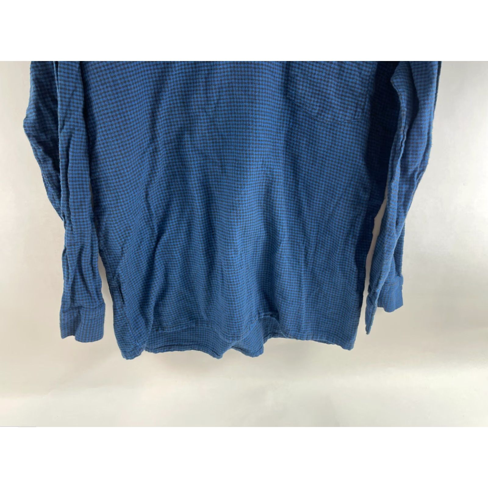 Vintage TownCraft Shirt Men's M Blue V-Neck Check Long Sleeve Flannel Tee Size US M / EU 48-50 / 2 - 4 Thumbnail