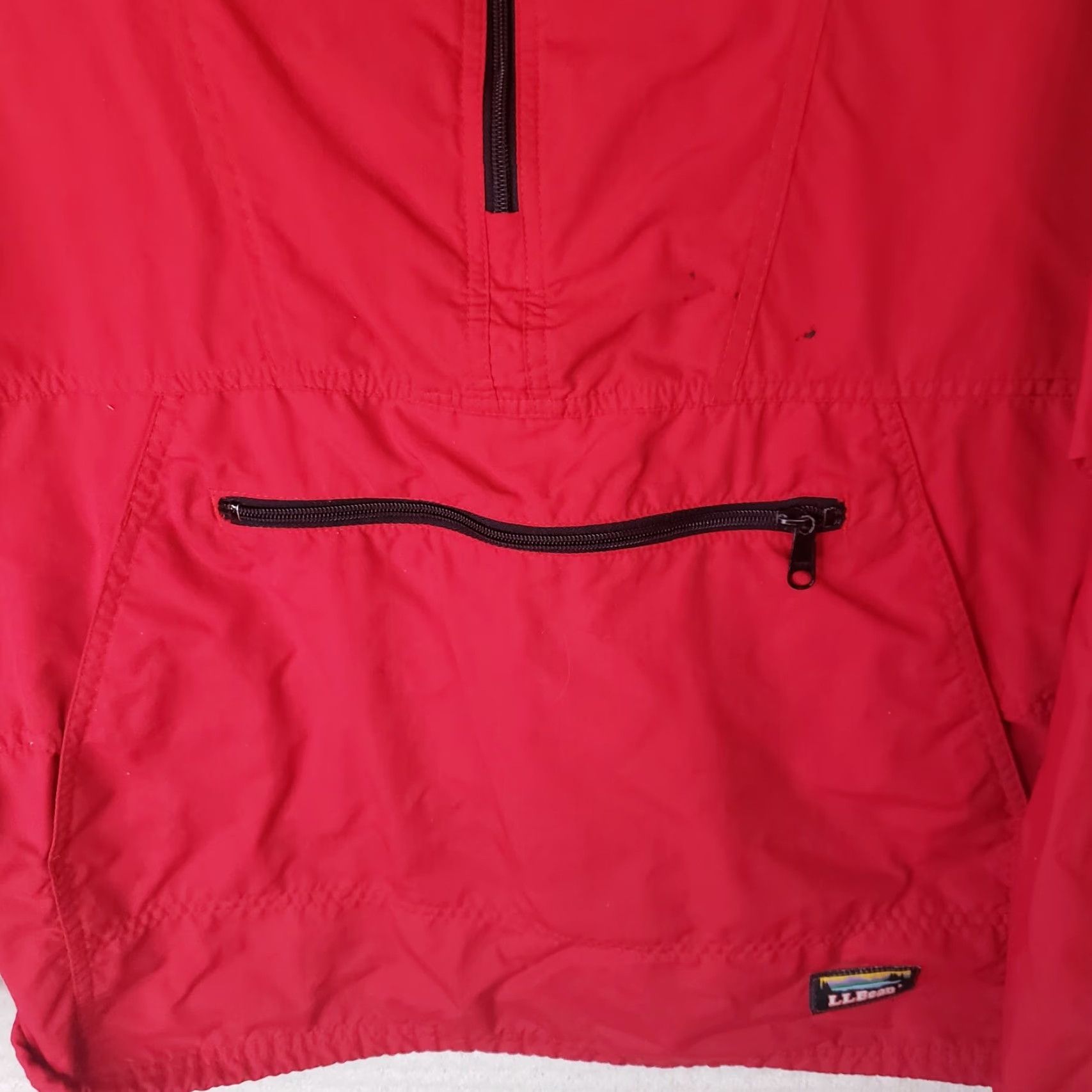 Vintage VINTAGE LL Bean Hooded Windbreaker Anorak Jacket Mens L Red Kangaroo Pouch Zip Pocketed 1/2 Zip Zipper/Storm Windbreaker Style Outdoor Size US L / EU 52-54 / 3 - 3 Thumbnail
