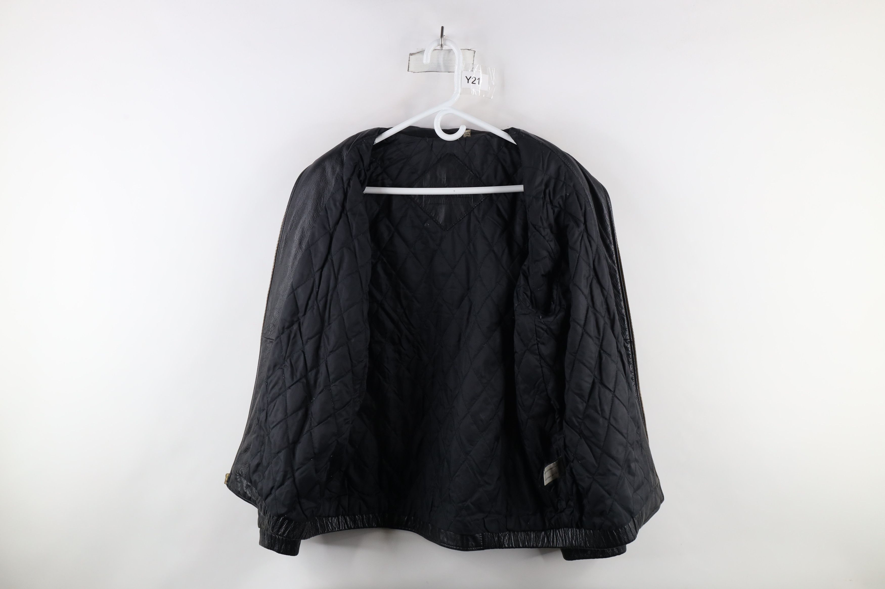 Vintage Vintage 90s Streetwear Quilted Leather Bomber Jacket Black Size US M / EU 48-50 / 2 - 7 Thumbnail