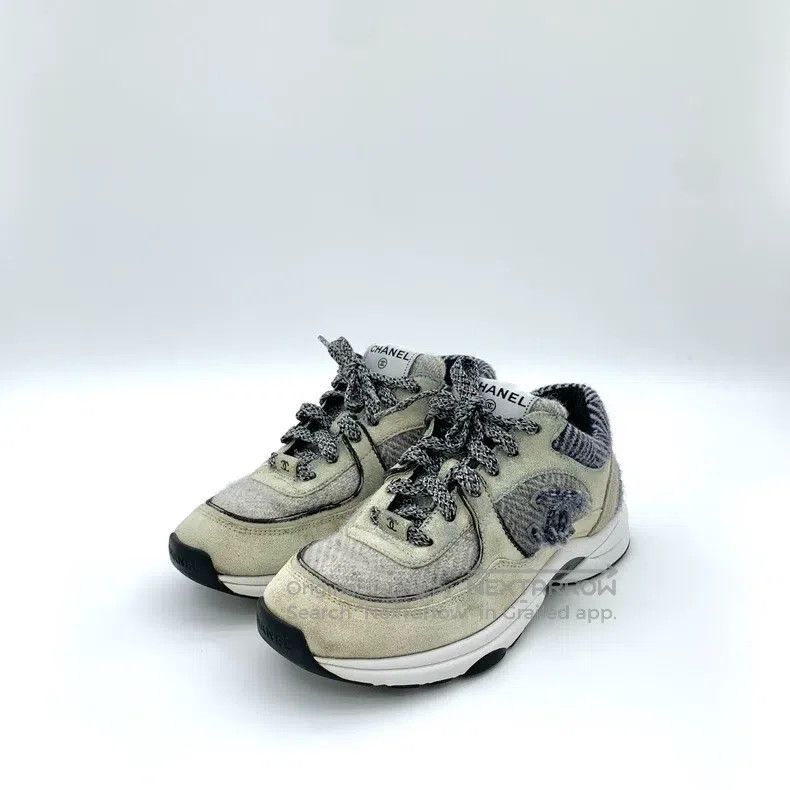 Chanel Chanel Colour-blocked logo embroidered lace-with casual fl Size US 7 / IT 37 - 1 Thumbnail