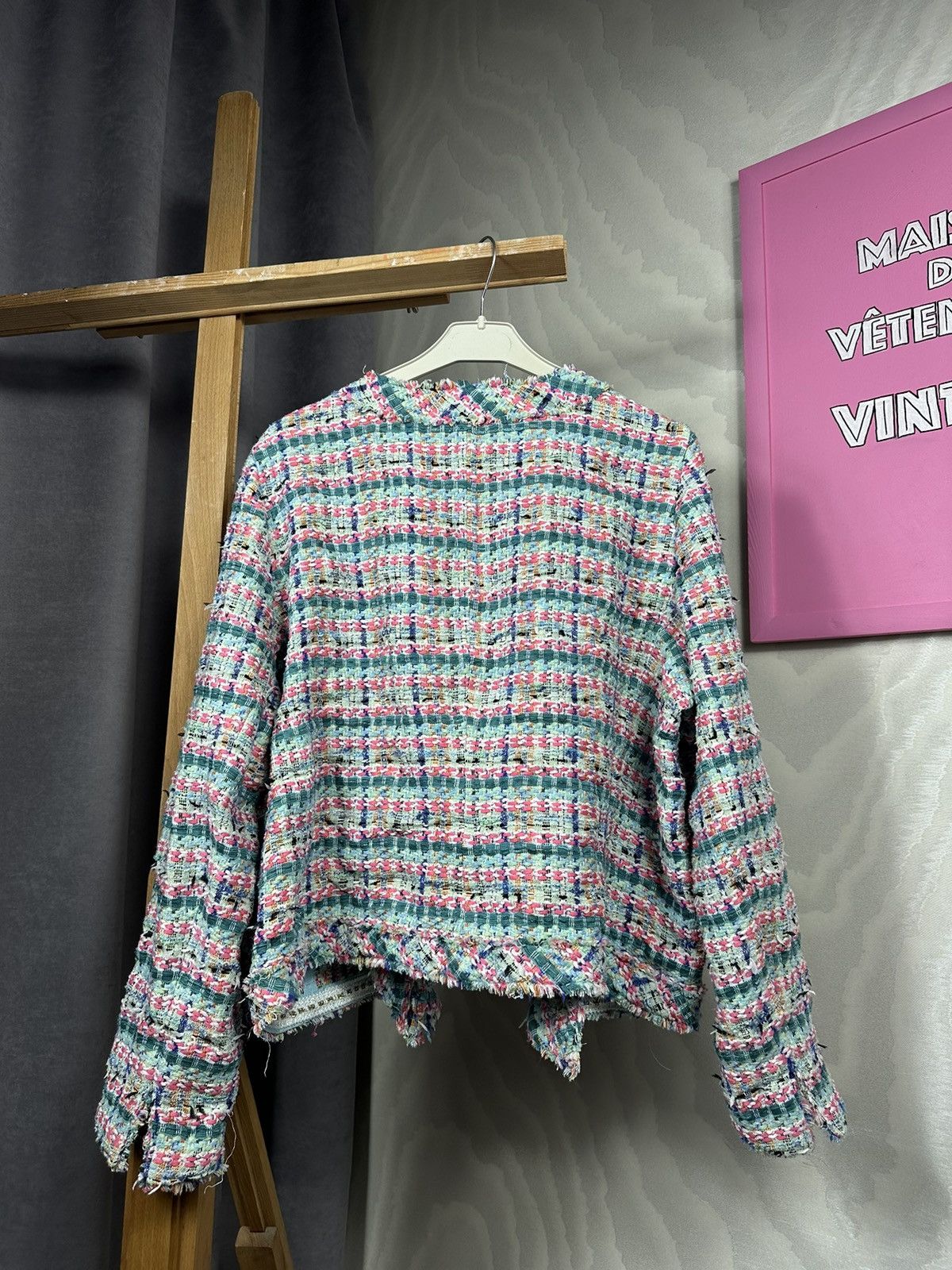 Other Weill Blazer Jacket Fringed Tweed Size L / US 10 / IT 46 - 16 Thumbnail