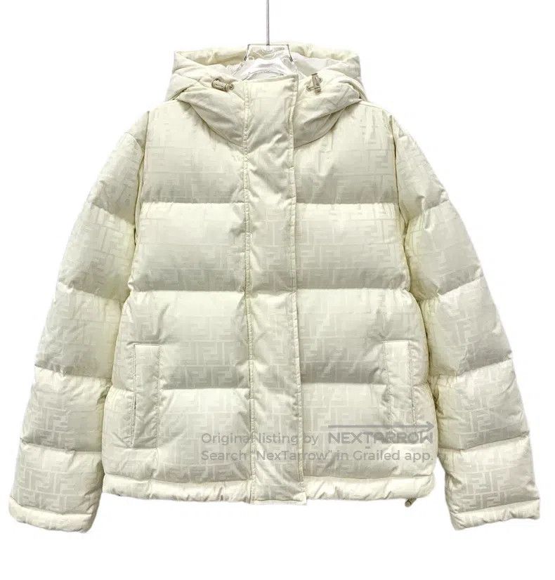Fendi White Logo Letter Printed Hooded Long Sleeve Cotton