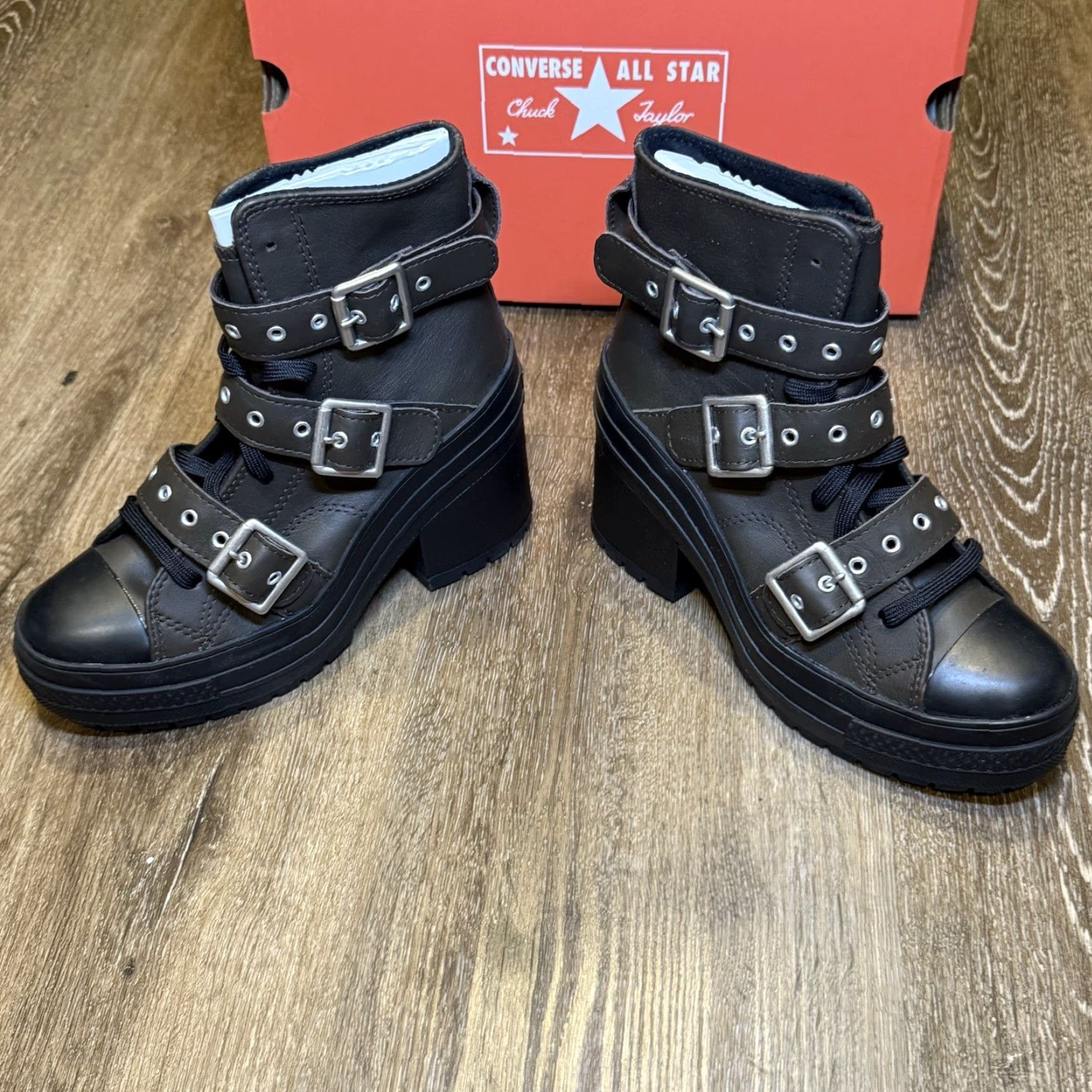 Converse Converse Chuck 70 De Luxe Heel Leather Buckles Women 6 Brown Black Grunge Punk Shoes Size US 6 / IT 36 - 7 Thumbnail