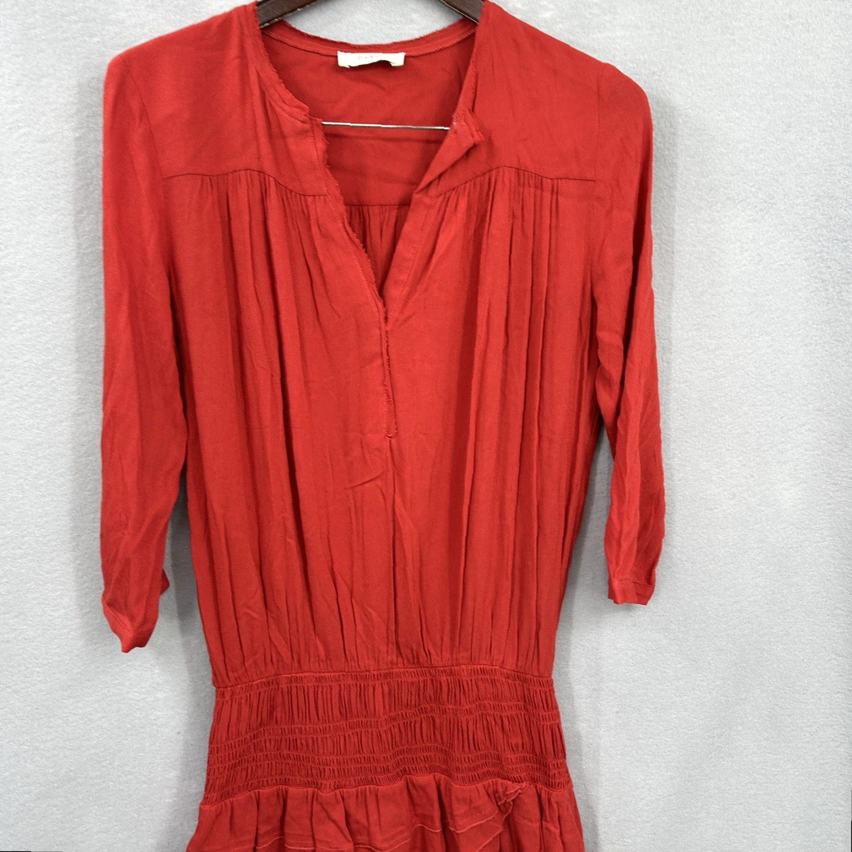 ba&sh ba&sh Dress Women Mini 0 Tomato Red V-Neck Long Sleeve Puff Sleeve Chiffon Layered Indie Bohemian Designer 90s Theme Mens? Size S / US 4 / IT 40 - 4 Thumbnail