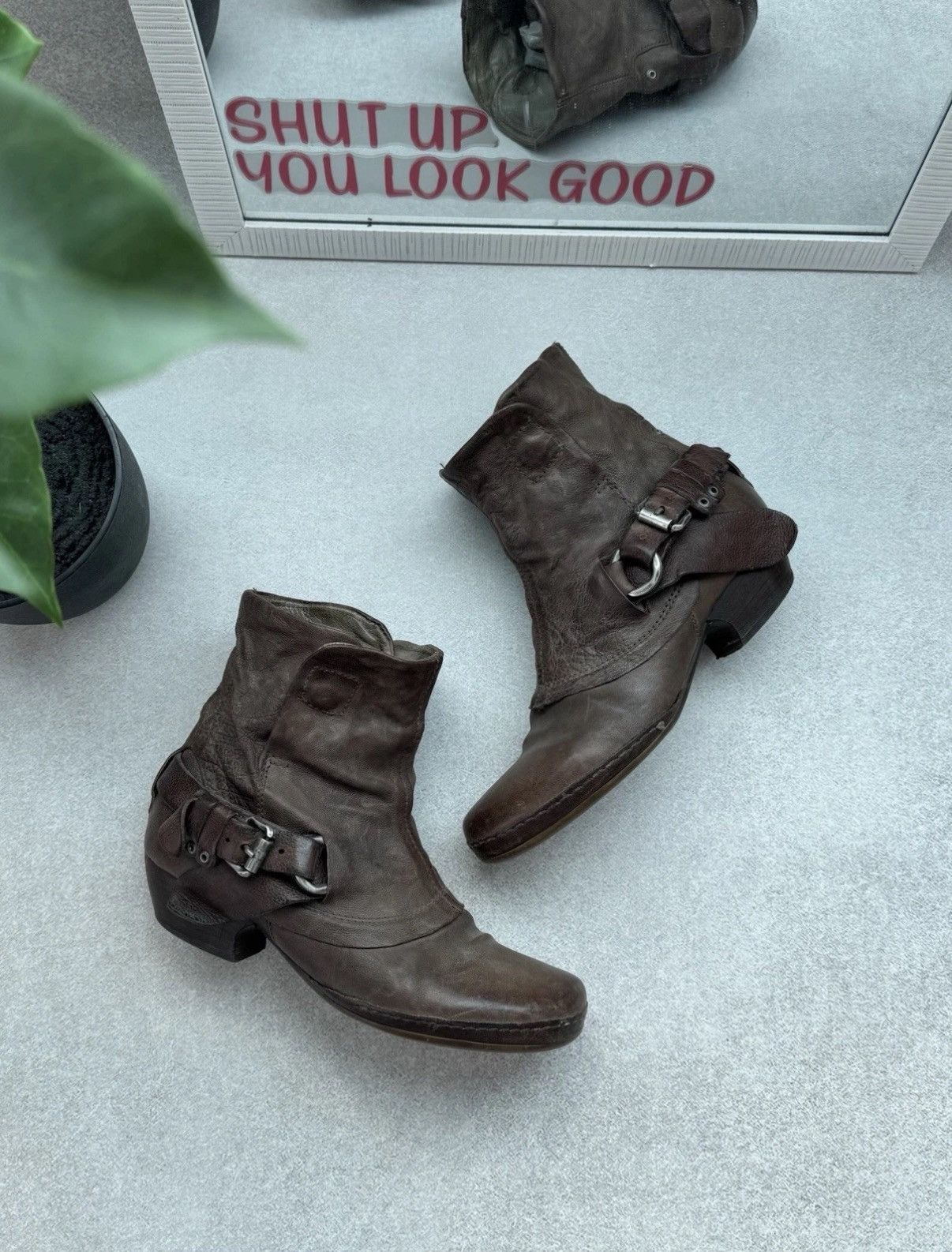 A.S.98 Vintage A.S 98 Airtep Ankle Women Leather Biker Brown Boots Size US 8.5 / IT 38.5 - 1 Thumbnail