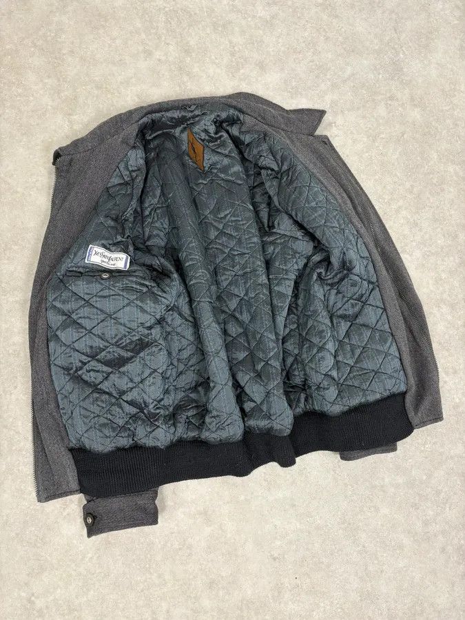 Yves Saint Laurent 1990s Yves Saint Laurent Grey Wool Bomber Jacket Size US L / EU 52-54 / 3 - 7 Thumbnail