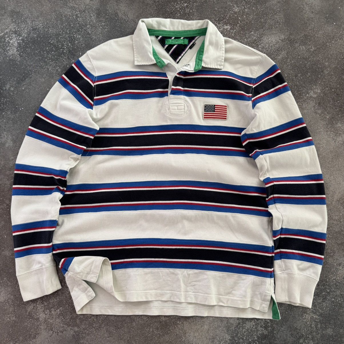 Tommy Hilfiger × Vintage Tommy Hilfiger Vintage USA Rugby Long Sleeve Shirt Size US XL / EU 56 / 4 - 1 Thumbnail