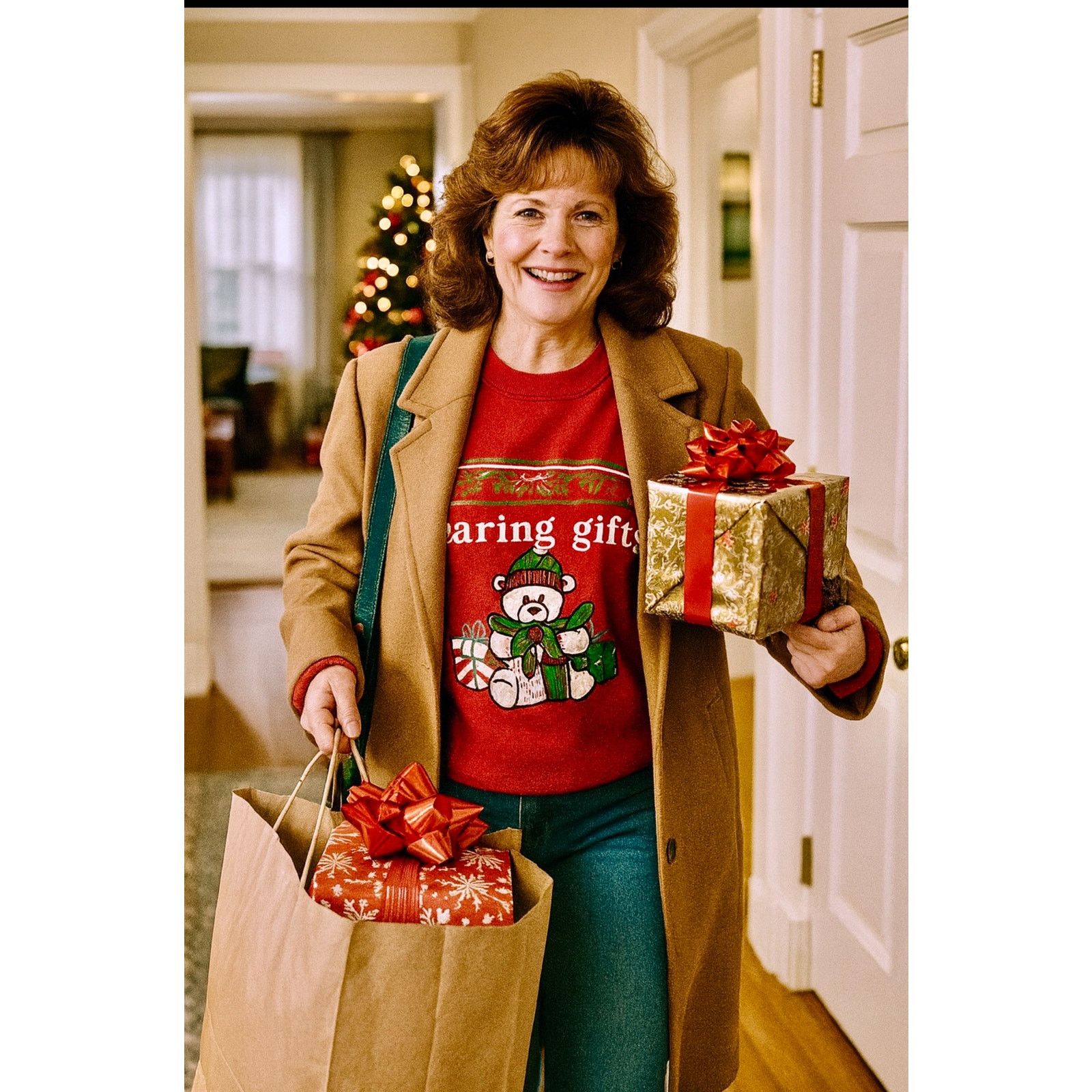 Jerzees Jerzees Vintage Granny Christmas Sweatshirt Size 2XL RED Size US XL / EU 56 / 4 - 1 Thumbnail